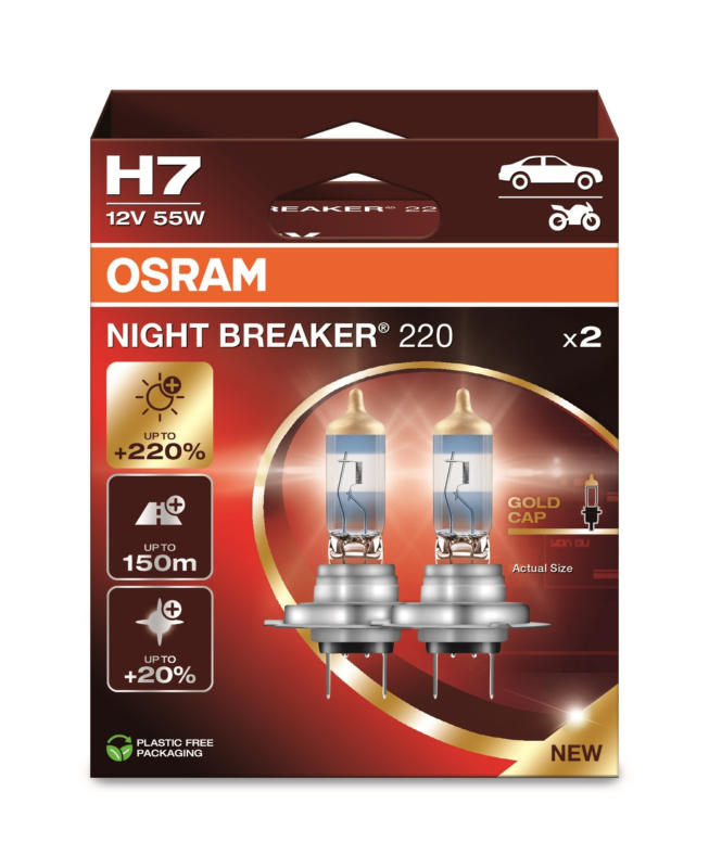 Osram Night Breaker 220 H7 12 V Glühlampe, 2 Stück