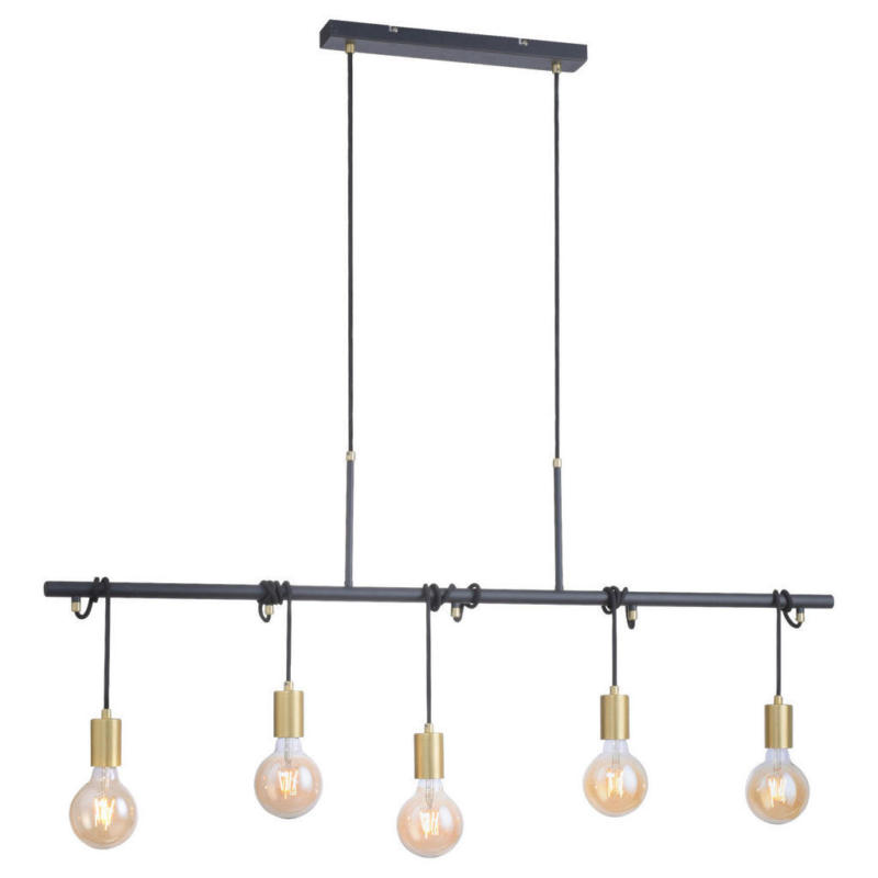 Just Light Pendelleuchte PN11330-60 messing gold Glas Metall B/H/L: ca. 6x140x120 cm E27 5 Brennstellen