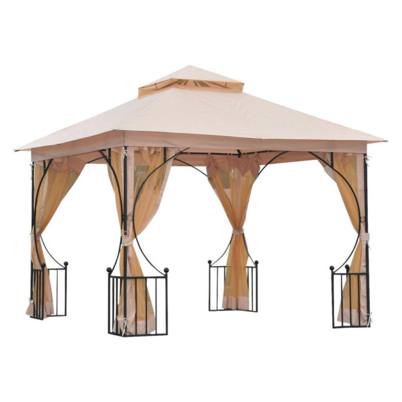 Outsunny Gartenpavillon beige Metall B/H/L: ca. 300x275x300 cm