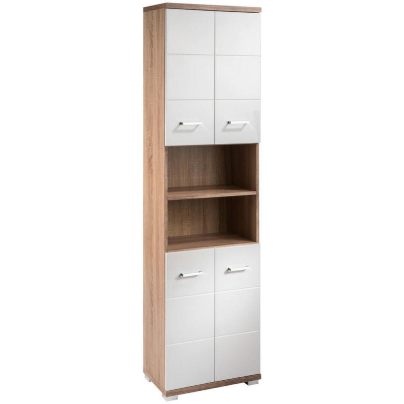 Hochschrank NEBRASKA Eiche Nachbildung weiß Hochglanz B/H/T: ca. 50x192x31,5 cm