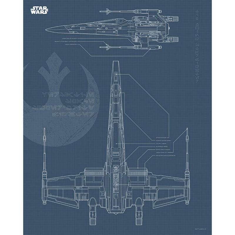 Komar Wandbild Star Wars Blueprint X-Wing Star Wars B/L: ca. 40x50 cm