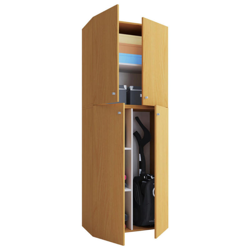 Putzschrank Lona XXL Putzschrank buche Nachbildung weiß B/H/T: ca. 70x182x39 cm