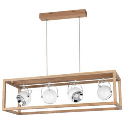 SPOT Light Pendelleuchte natur Holz B/H/L: ca. 30x120x90 cm GU10 4 Brennstellen