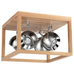 SPOT Light Deckenleuchte Eiche Satiniert Holz Metall B/H/L: ca. 36x25x36 cm GU10 4 Brennstellen