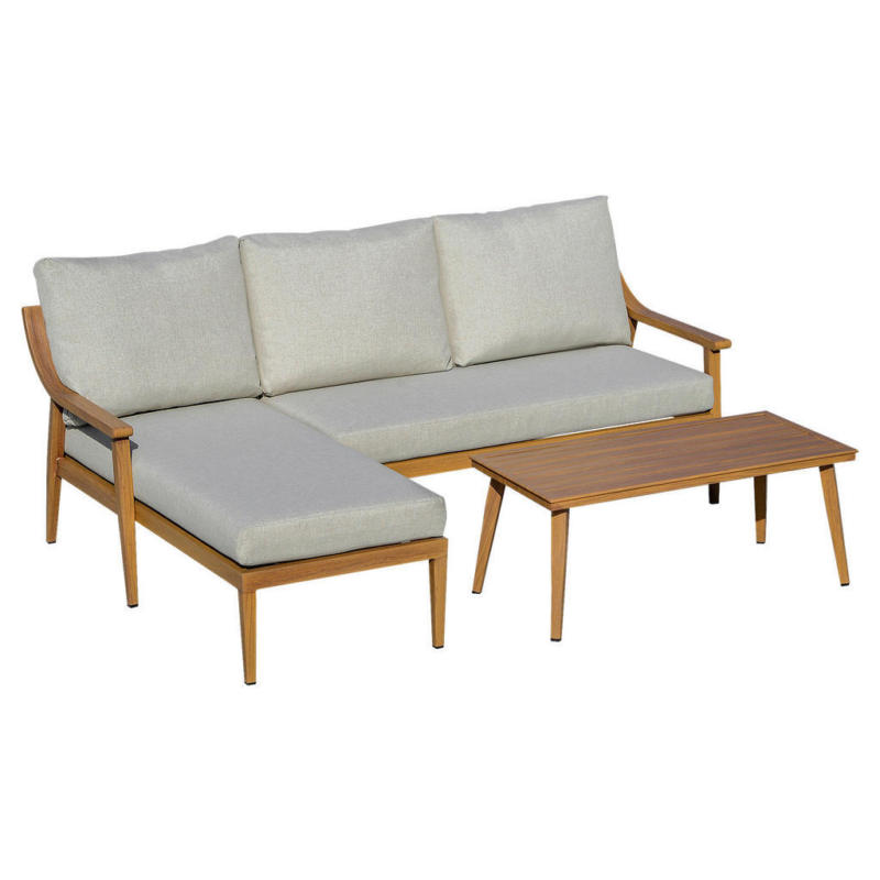 Outsunny Loungeset khaki Aluminium B/H/T: ca. 138x72x75 cm