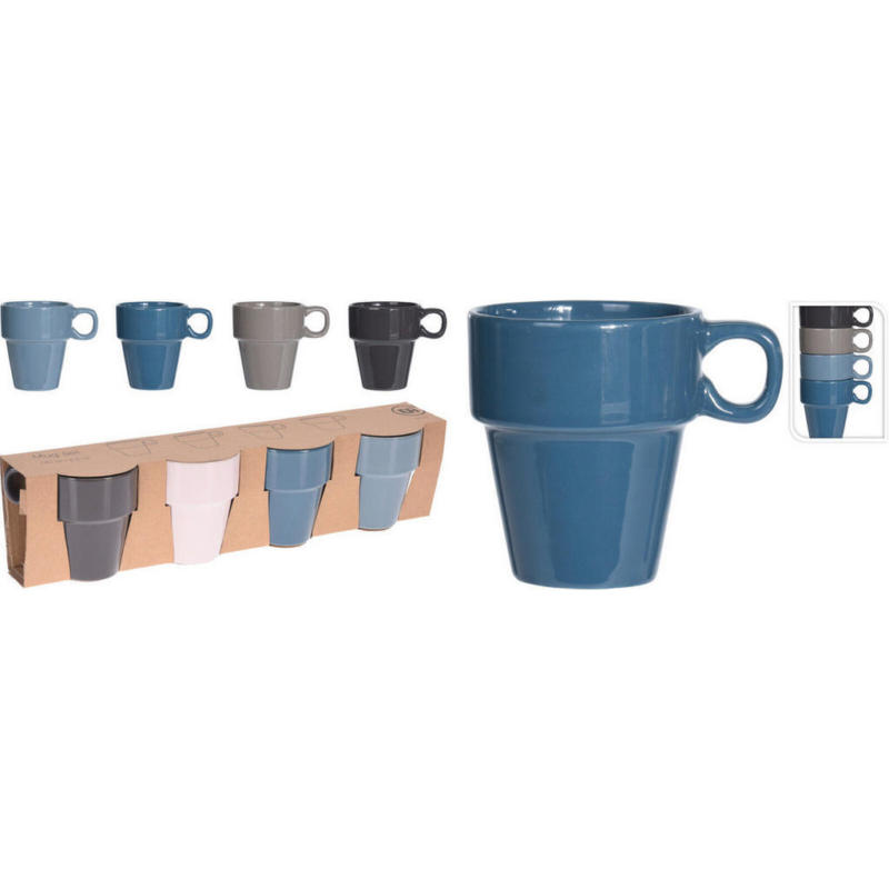 Kaffeebecherset multicolor Steingut 4 tlg.