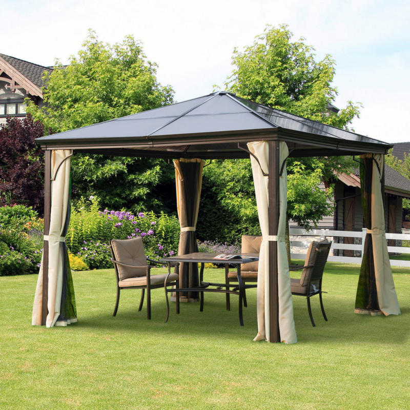 Outsunny Pavillon schwarz Metall B/H/L: ca. 300x260x300 cm