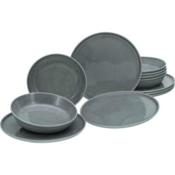 CreaTable Tafelservice Chef Collection grau Porzellan 12 tlg.