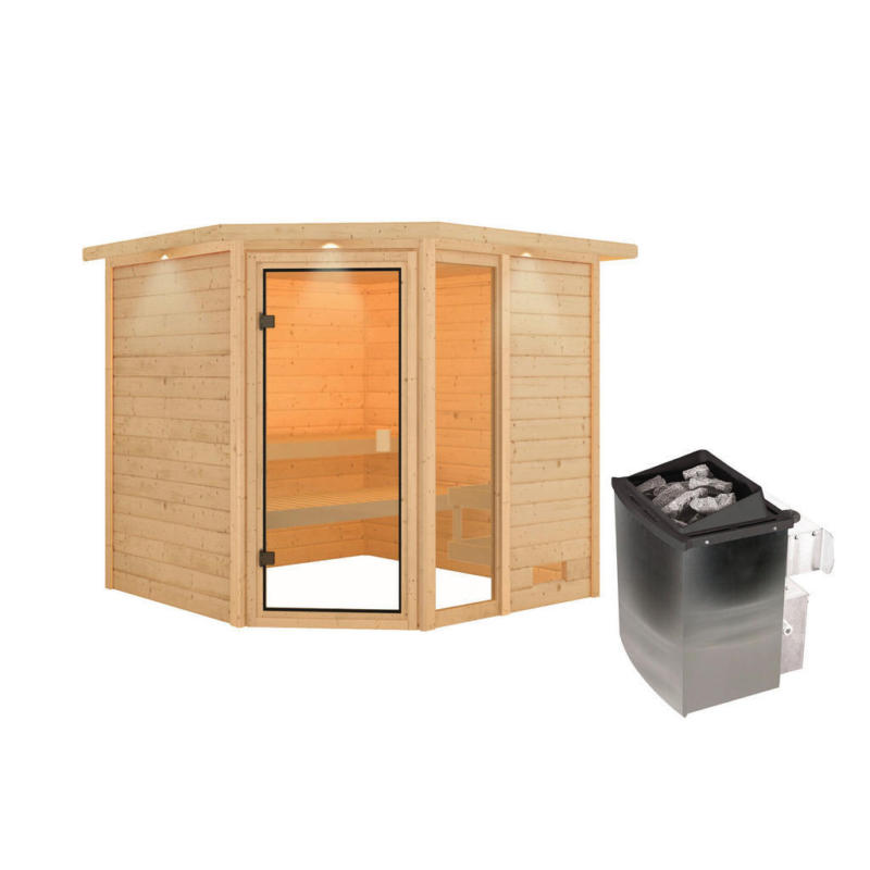 Karibu Sauna Seppel Eck natur B/H/T: ca. 196x187x196 cm