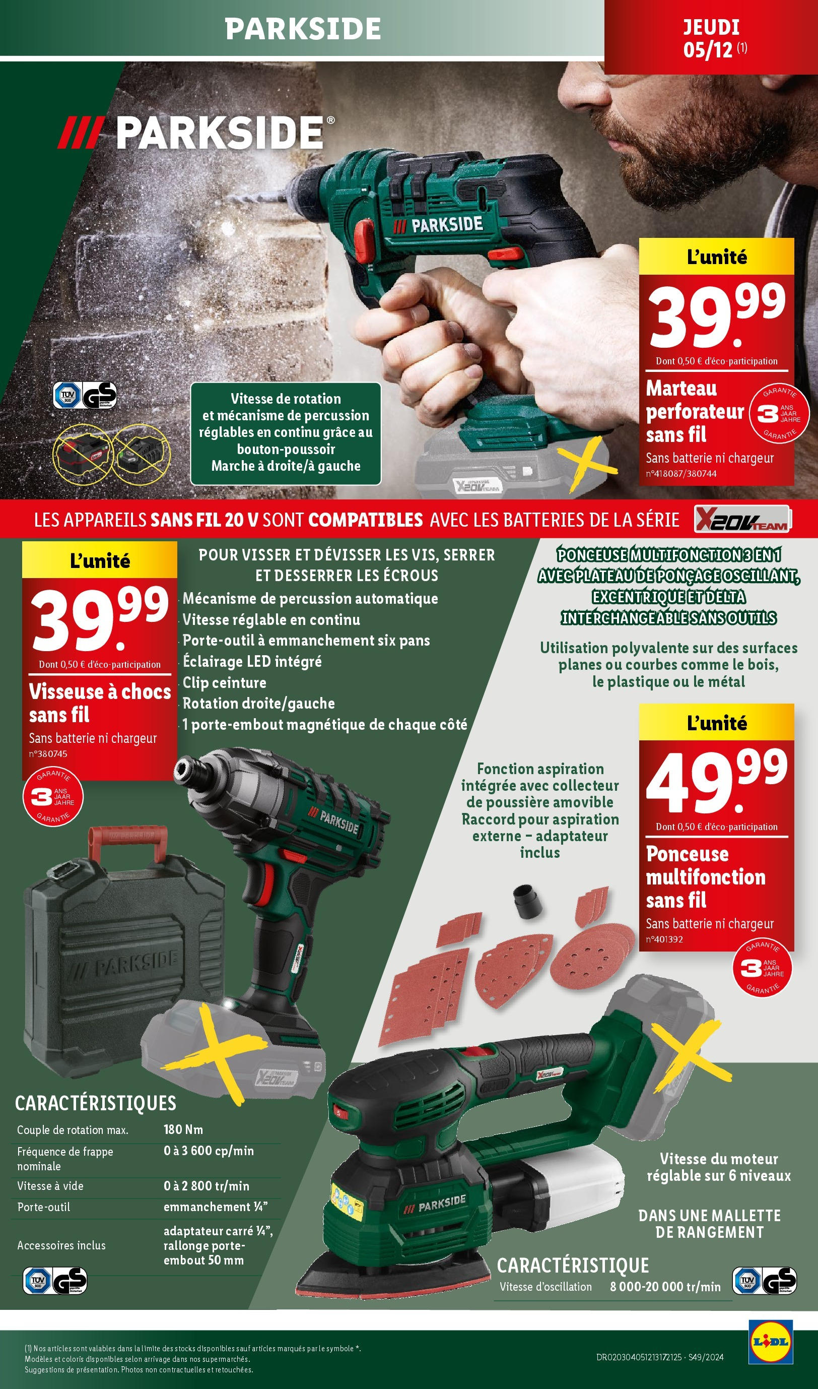 Catalogue LIDL du 03/12/2024 | Promo prospectus en ligne | Page: 49 | Produits: Adaptateur, Marteau, Porte, Batterie