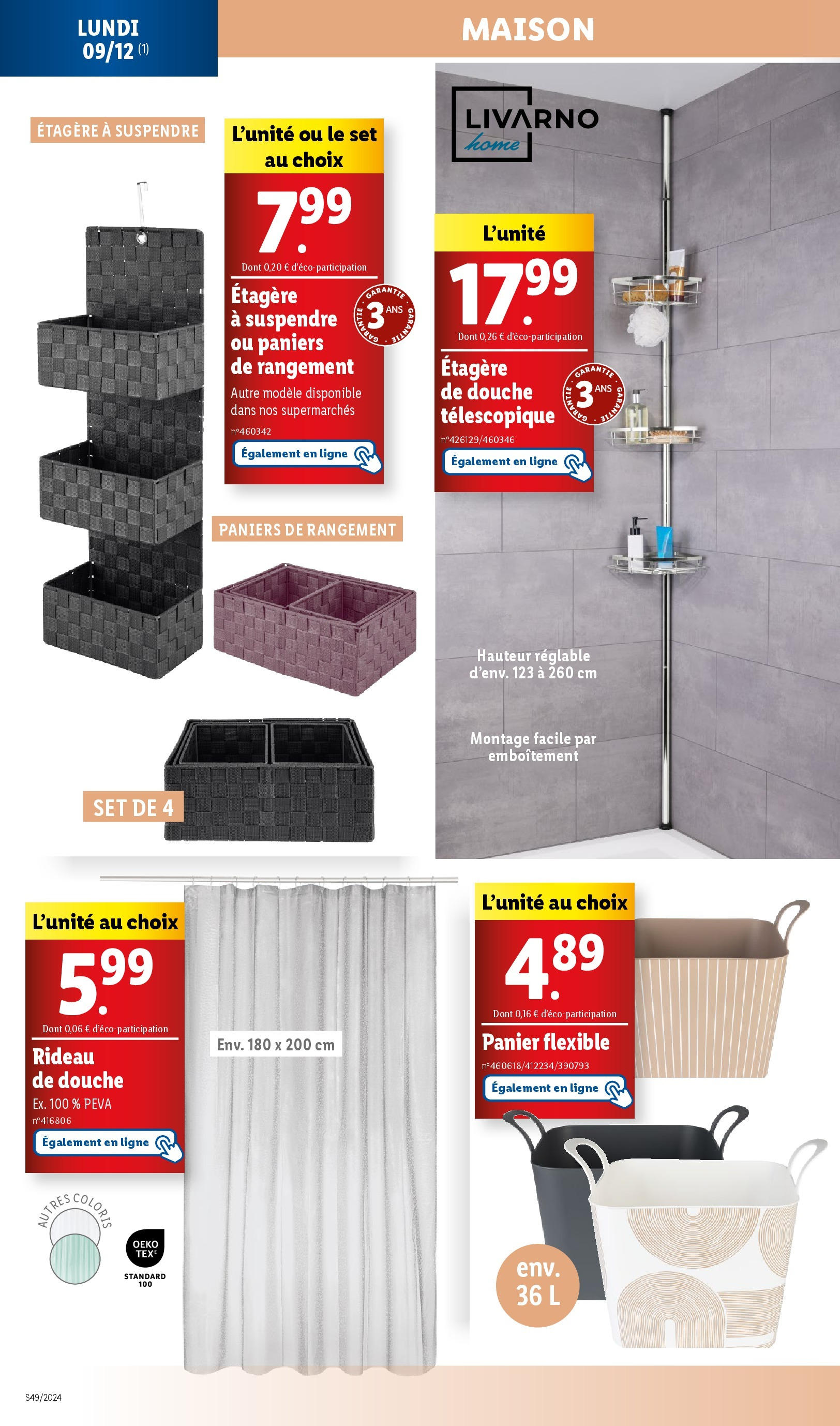 Catalogue LIDL du 03/12/2024 | Promo prospectus en ligne | Page: 68 | Produits: Étagère, Douche, Panier, Rideau