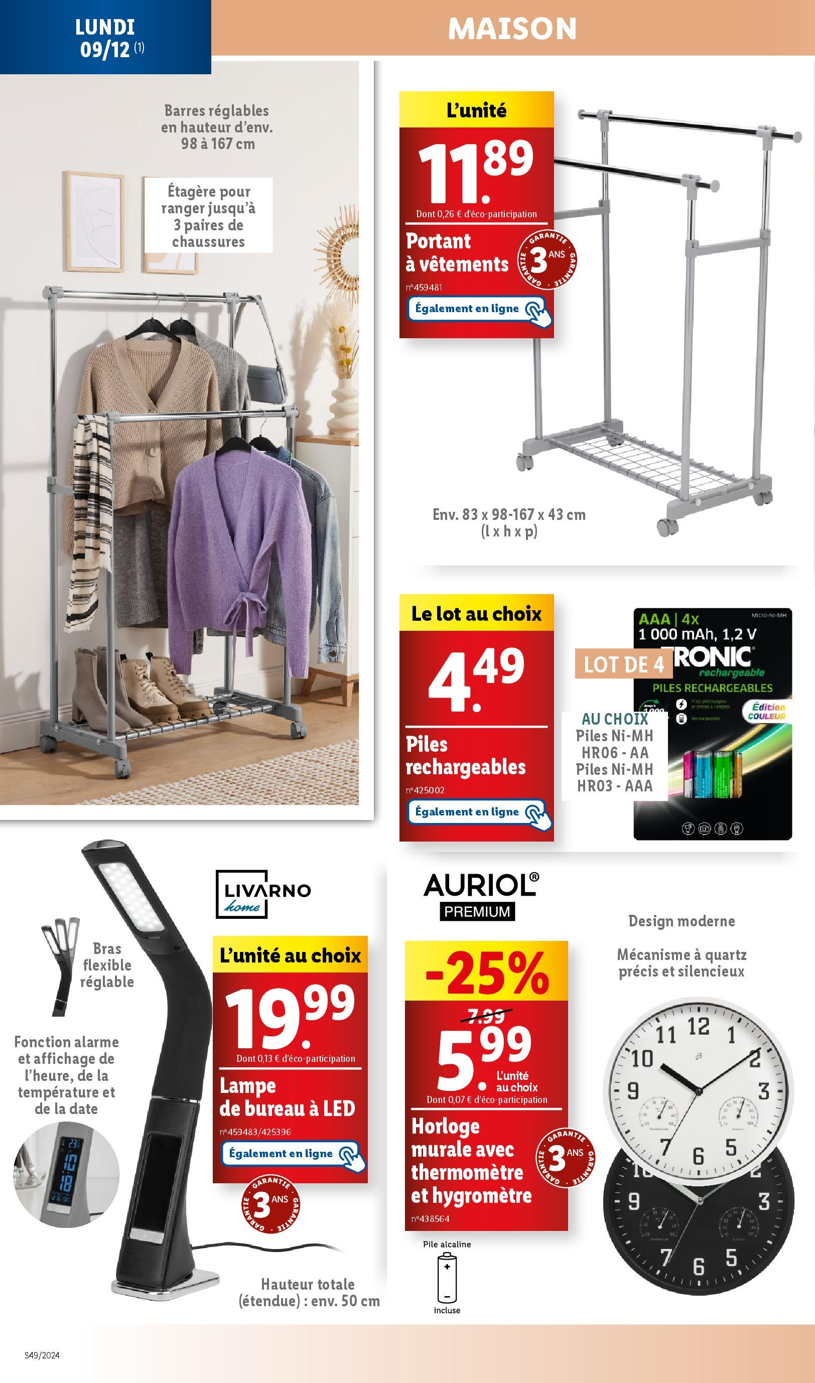 Catalogue LIDL du 03/12/2024 | Promo prospectus en ligne | Page: 70 | Produits: Bureau, Étagère, Lampe, Piles