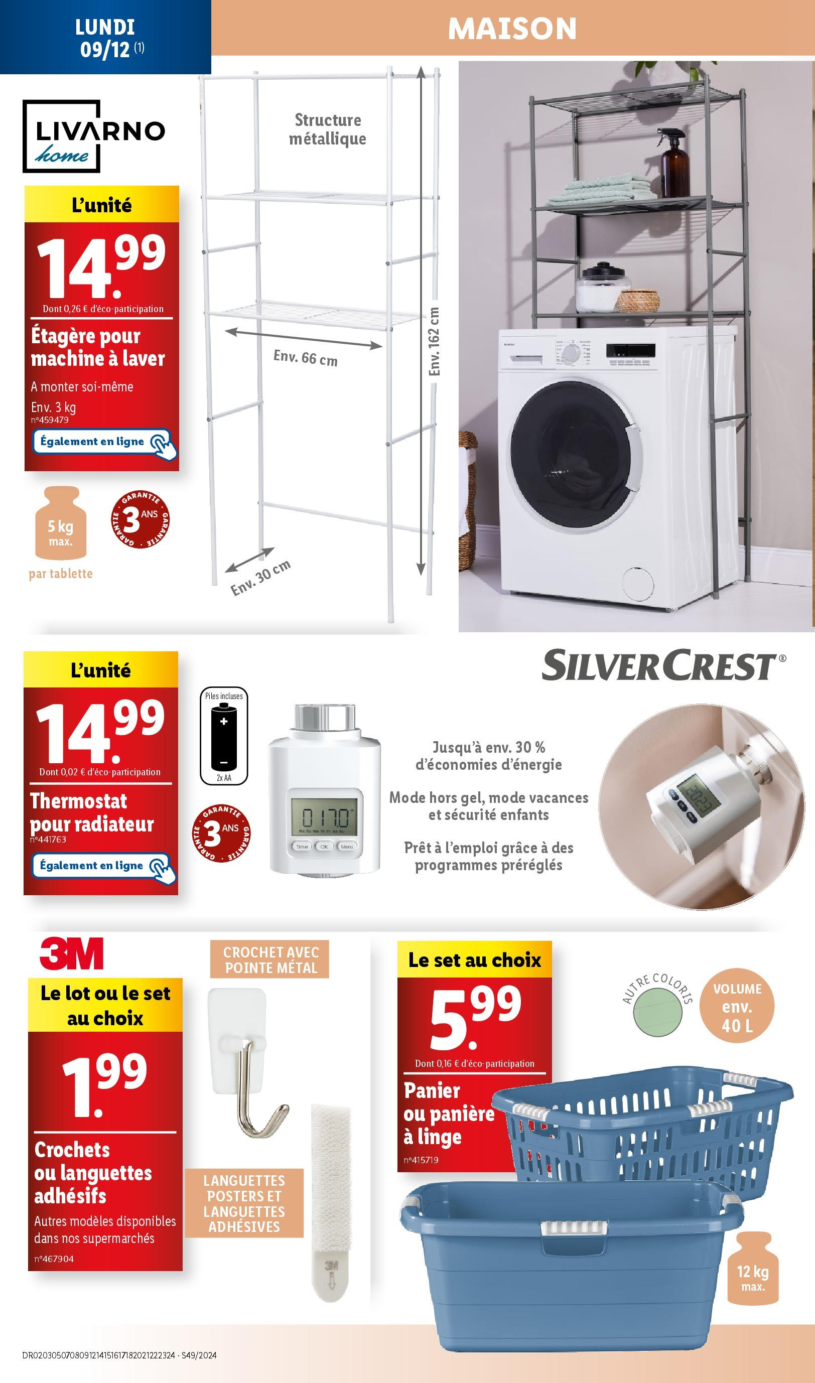 Catalogue LIDL du 03/12/2024 | Promo prospectus en ligne | Page: 72 | Produits: Machine à laver, Étagère, Radiateur, Panier