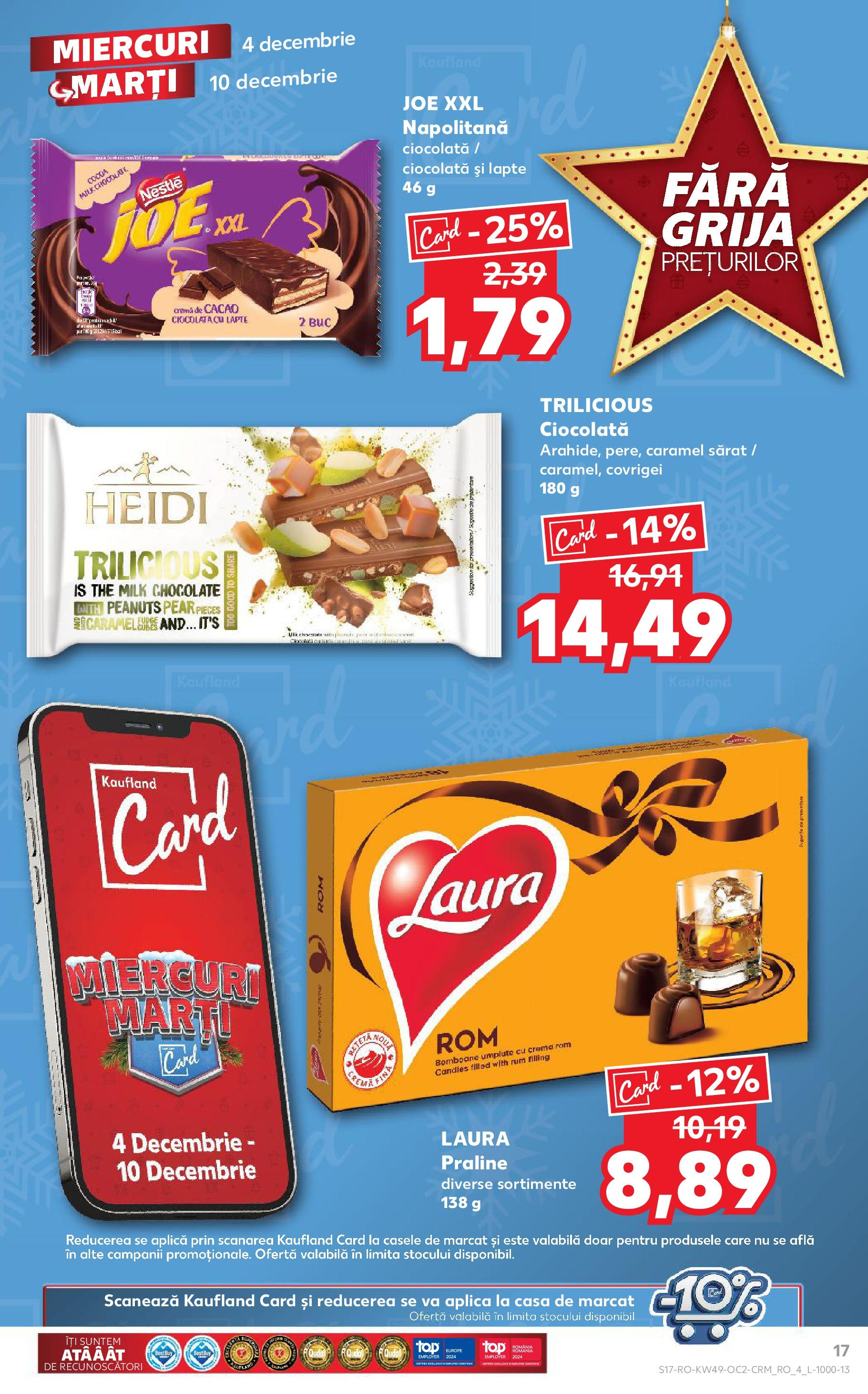 Catalog Kaufland - Sibiu 04.12.2024 - Revista si Oferta | Pagină: 17 | Produse: Praline, Cremă, Ciocolată, Rom