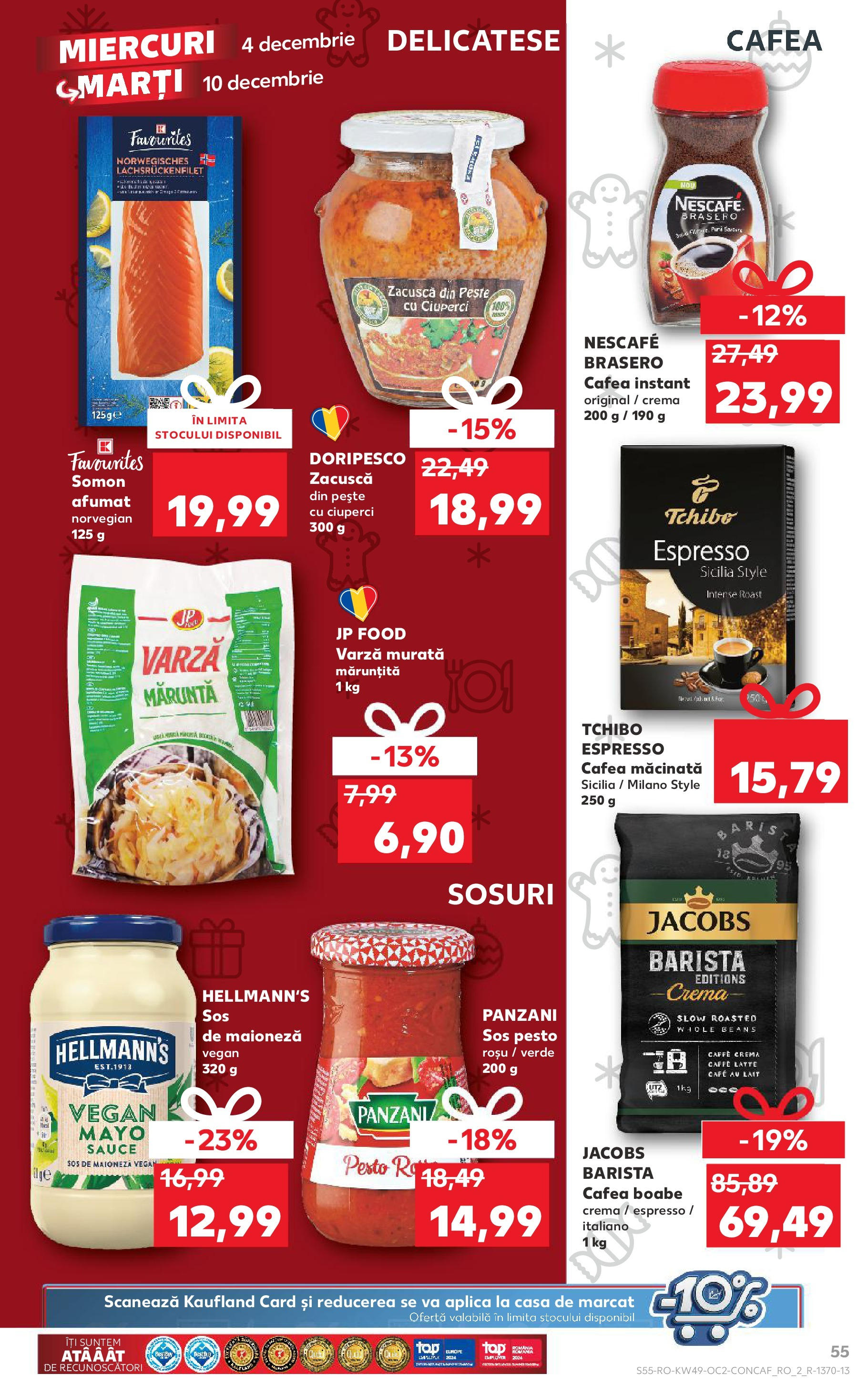 Catalog Kaufland - Bistriţa 04.12.2024 - Revista si Oferta | Pagină: 55 | Produse: Cremă, Cafea, Pește, Maioneză