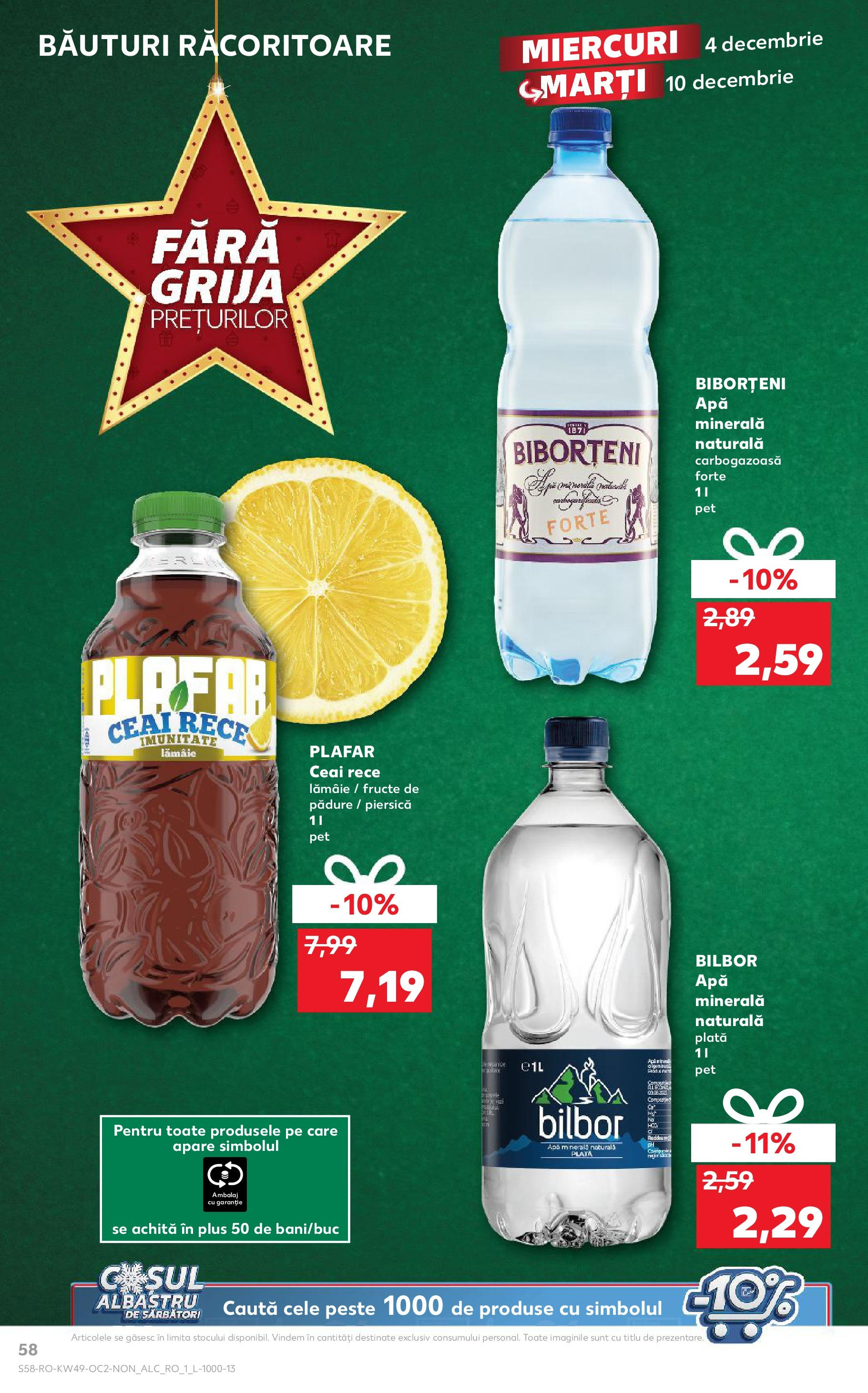 Catalog Kaufland - Sibiu 04.12.2024 - Revista si Oferta | Pagină: 58 | Produse: Pește, Ceai, Apă, Fructe