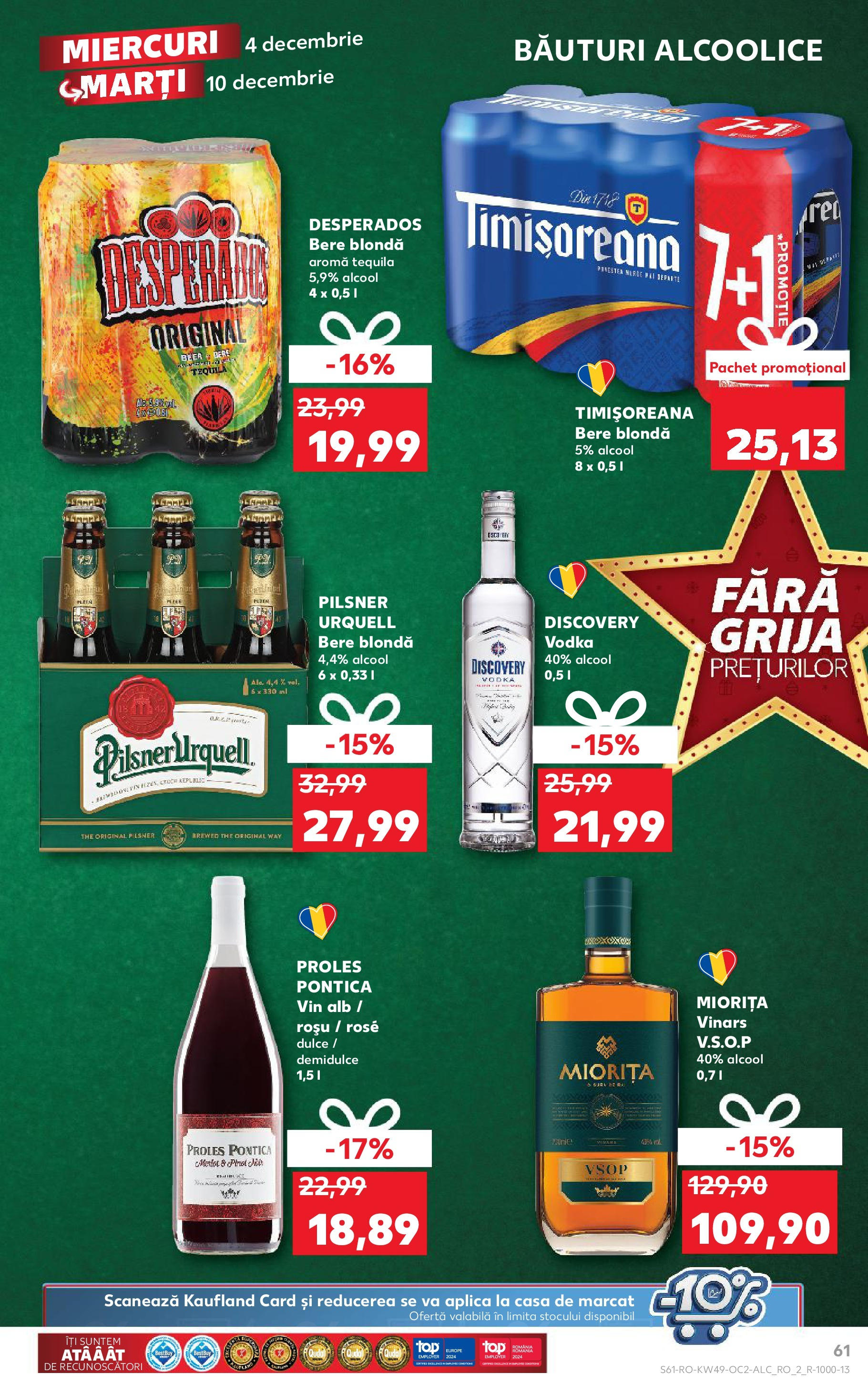 Catalog Kaufland - Bucureşti 04.12.2024 - Revista si Oferta | Pagină: 61 | Produse: Vin, Bere, Vodka