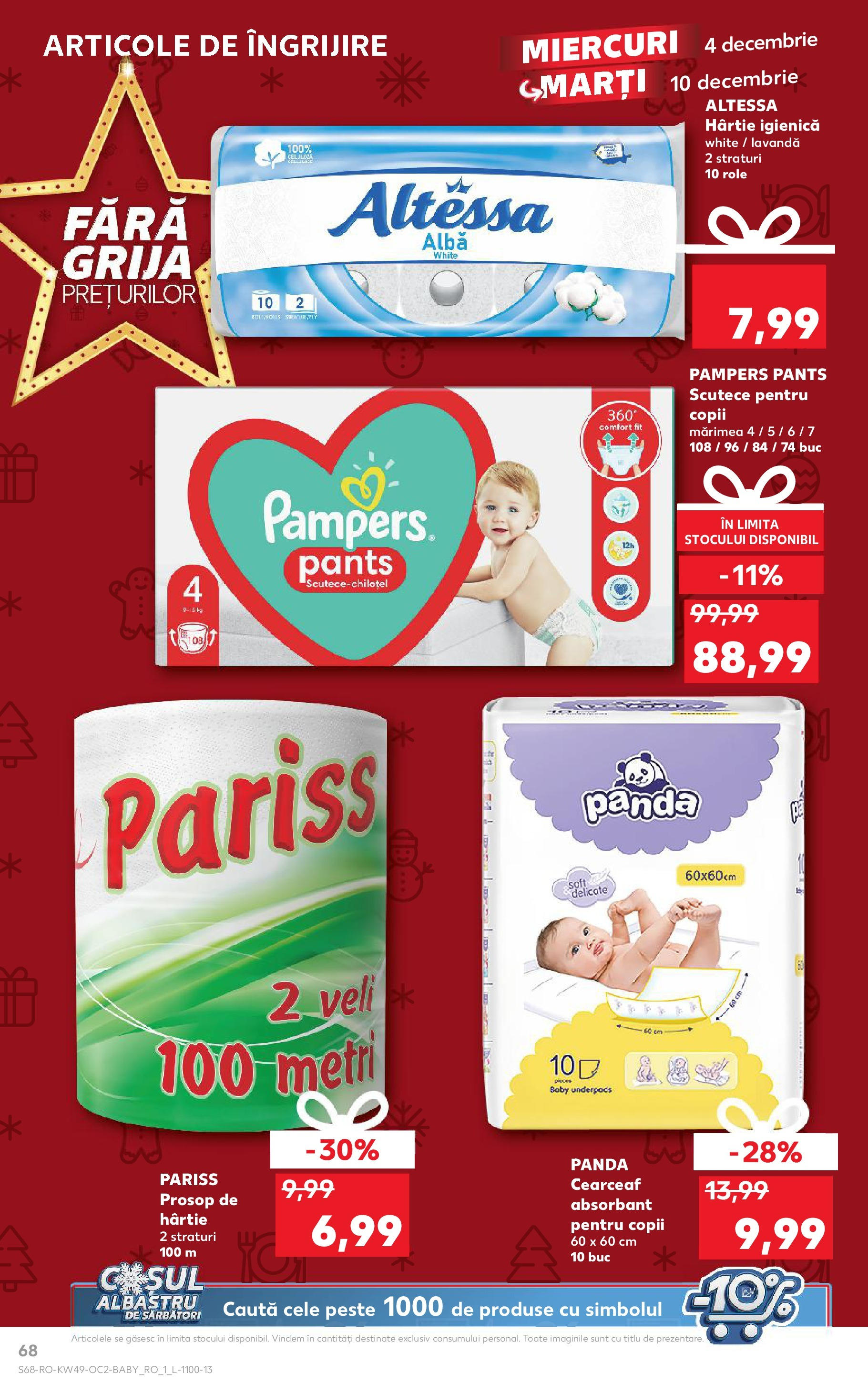 Catalog Kaufland - Bistriţa 04.12.2024 - Revista si Oferta | Pagină: 68 | Produse: Role, Pește, Scutece