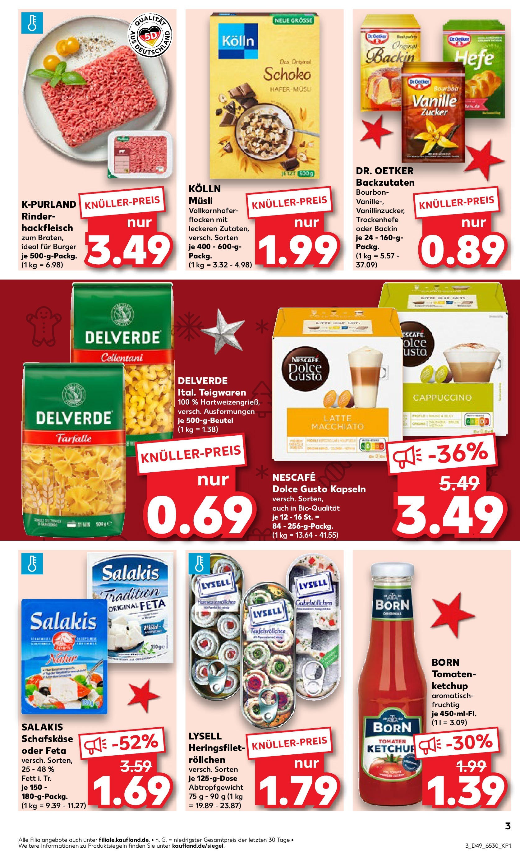 Kaufland - Kaufland: Wochenangebote (ab 04.12.2024) » Angebote Online zum Blättern | Seite: 3 | Produkte: Musli, Feta, Tomaten, Dolce Gusto kapseln