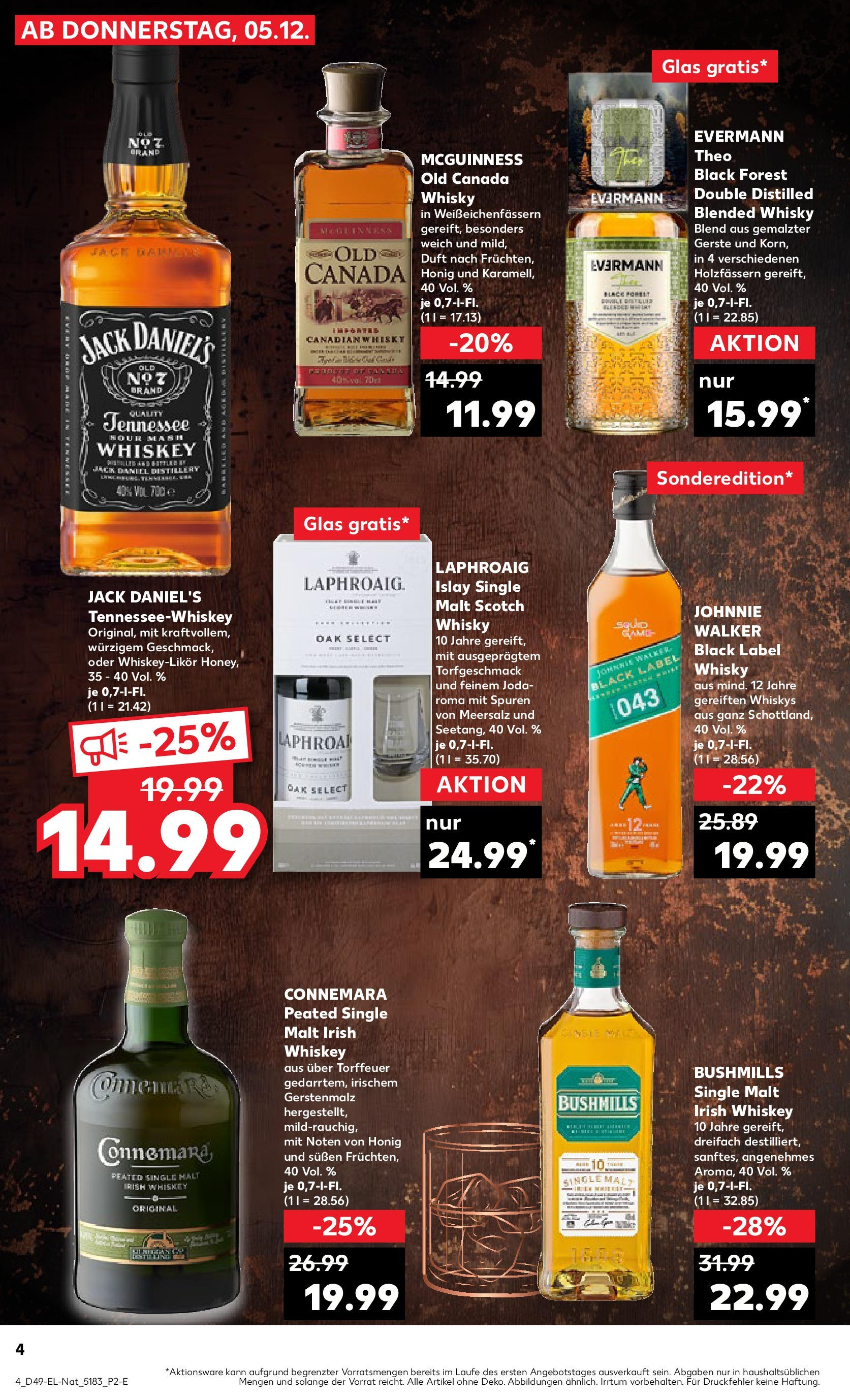 Kaufland - Kaufland: Wochenangebote (ab 04.12.2024) » Angebote Online zum Blättern | Seite: 60 | Produkte: Whisky, Jack Daniel's, Whiskey, Johnnie walker