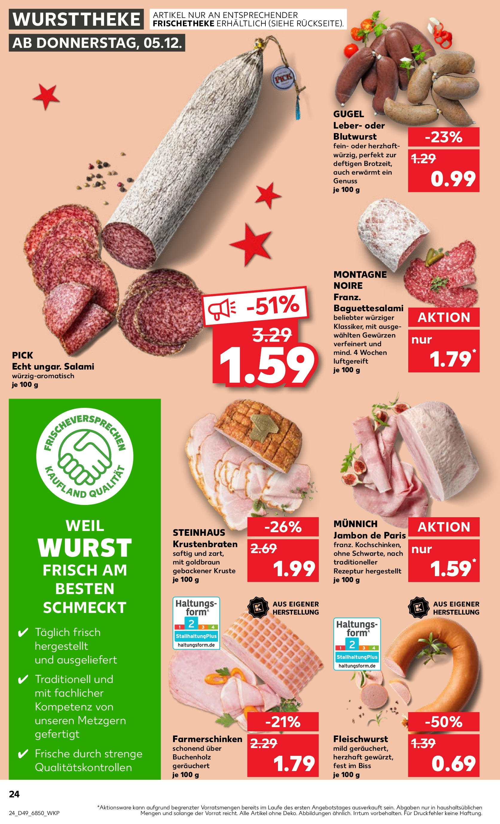 Kaufland - Burghausen, Lindach 10 (ab 05.12.2024) » Angebote Online zum Blättern | Seite: 24 | Produkte: Krustenbraten, Wurst, Salami