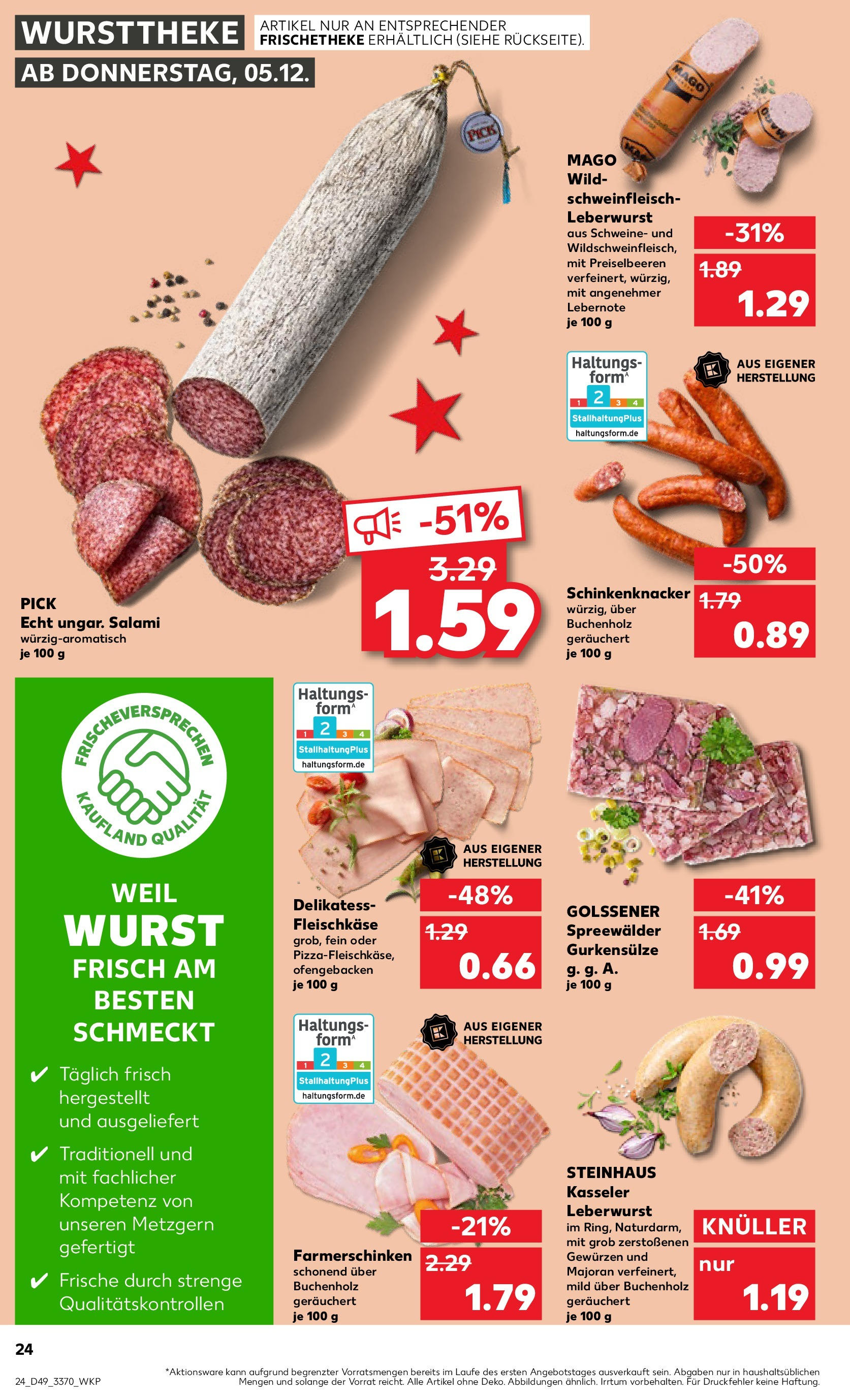 Kaufland - Bad Freienwalde, Eduardshof 3  (ab 05.12.2024) » Angebote Online zum Blättern | Seite: 24 | Produkte: Wurst, Salami