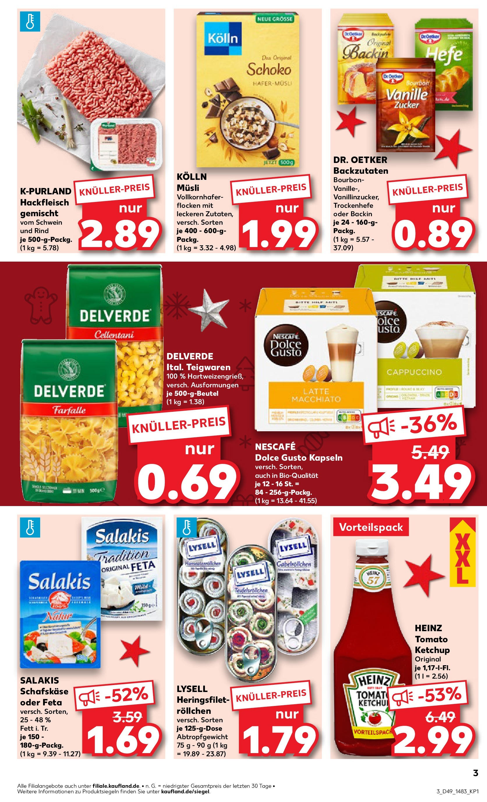 Kaufland - Igersheim, Hermann-von-Mittnacht-Straße 10  (ab 05.12.2024) » Angebote Online zum Blättern | Seite: 3 | Produkte: Musli, Flocken, Dolce gusto, Hackfleisch