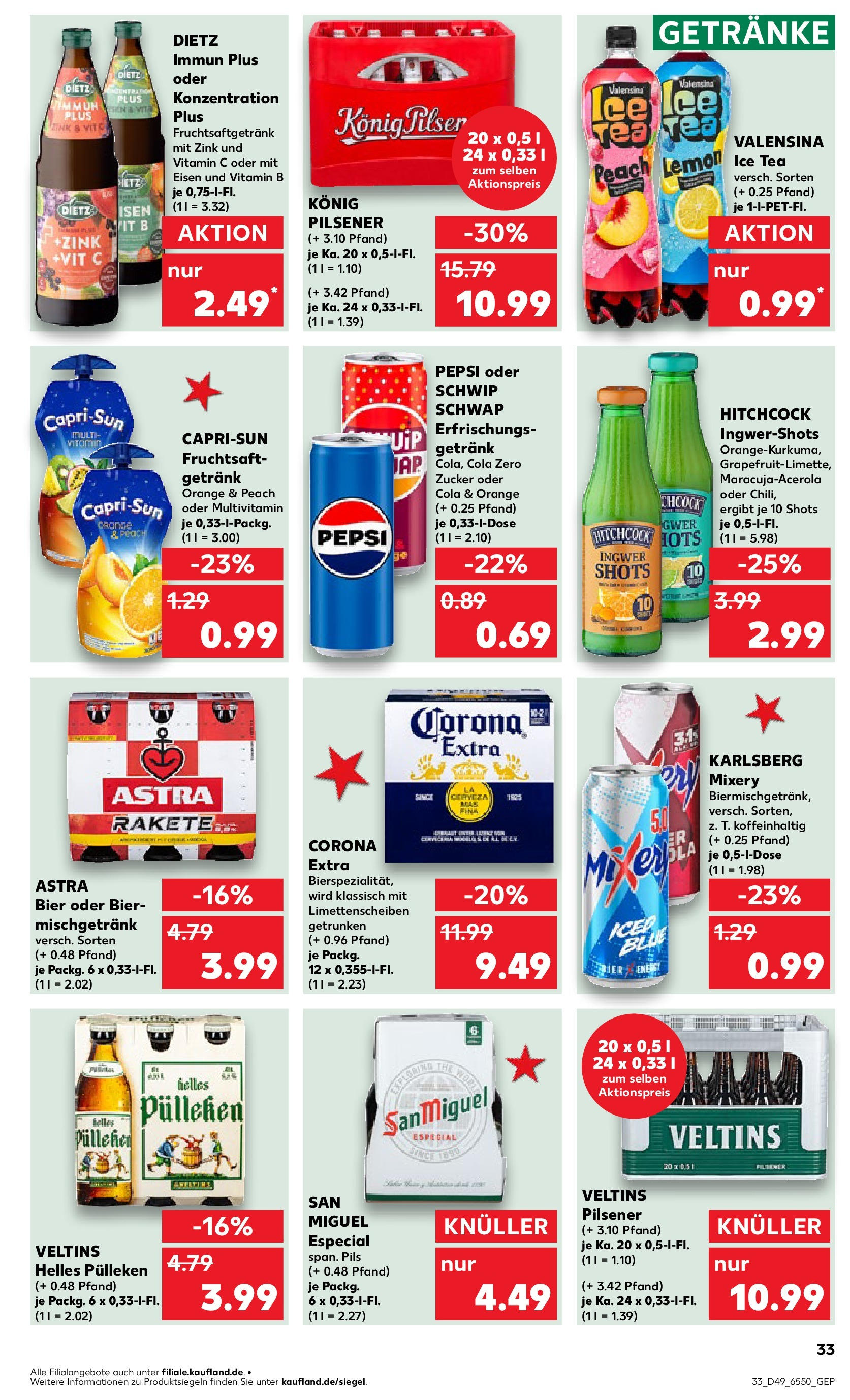 Kaufland - Der Wochenstart Goslar, Hildesheimer Straße 52 A (ab 09.12.2024) » Angebote Online zum Blättern | Seite: 54 | Produkte: Astra, Valensina, Pepsi, Veltins