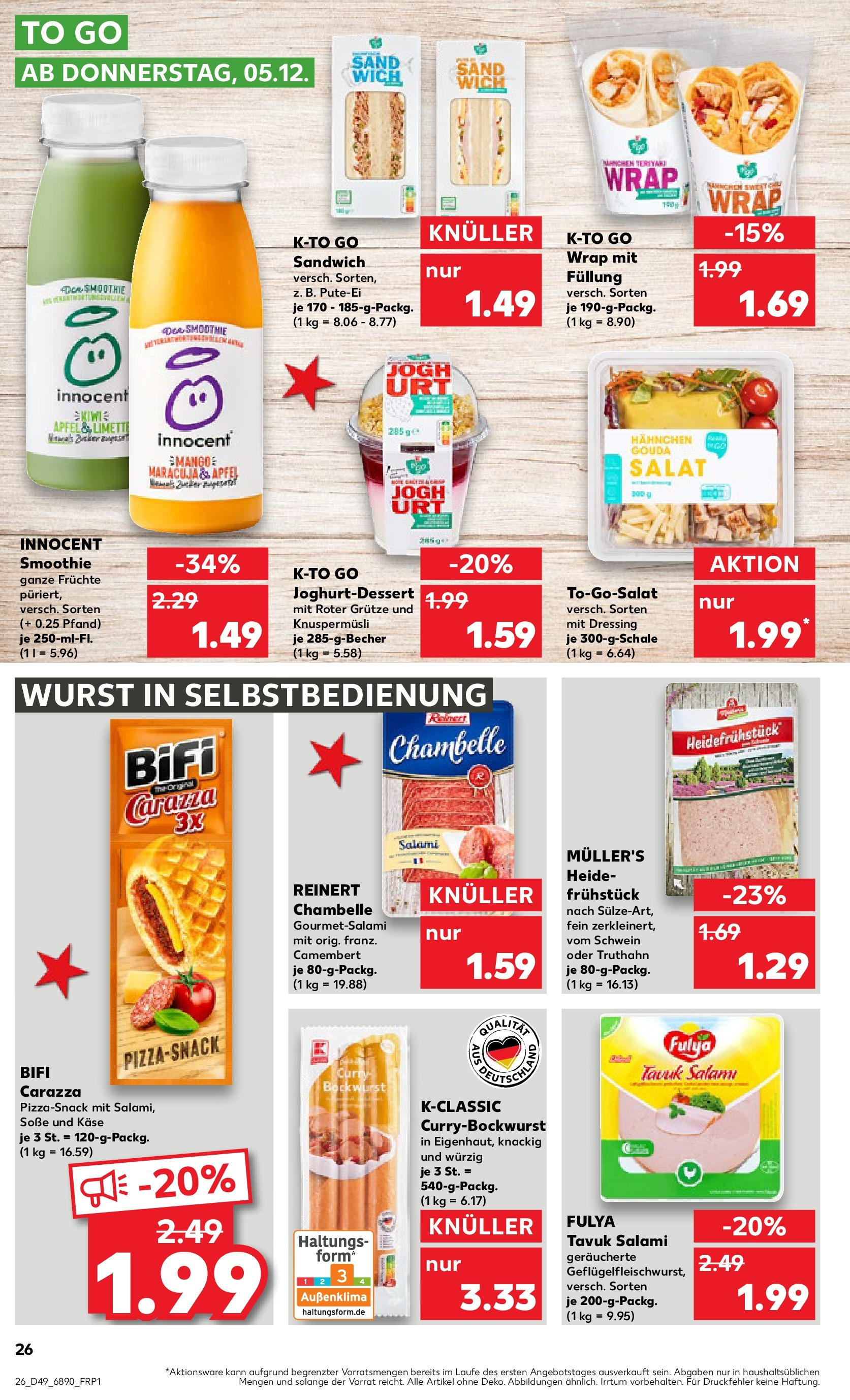 Kaufland - Kaufland: Wochenangebote (ab 04.12.2024) » Angebote Online zum Blättern | Seite: 26 | Produkte: Gouda, Äpfel, Wurst, Salat