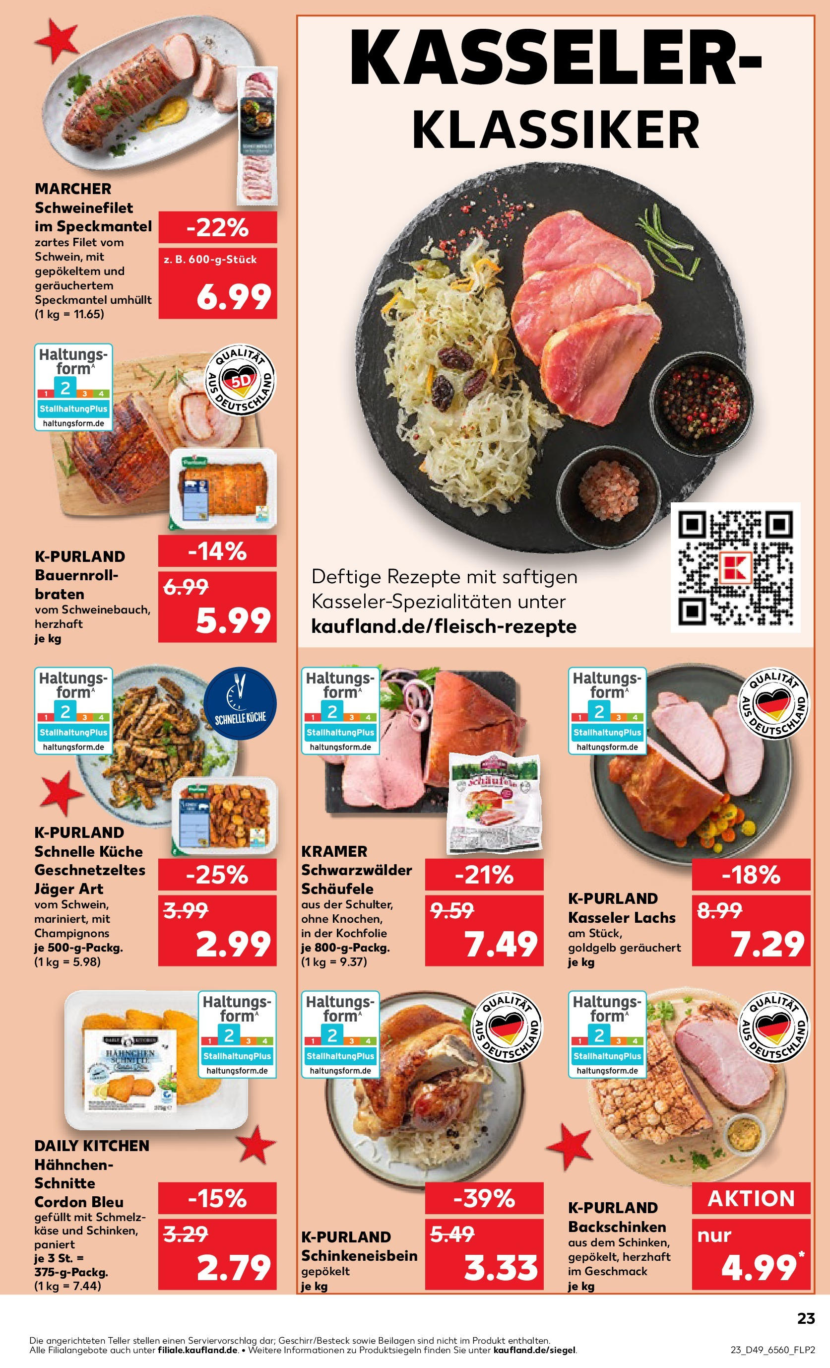 Kaufland - Kaufland: Wochenangebote (ab 04.12.2024) » Angebote Online zum Blättern | Seite: 23 | Produkte: Käse, Küche, Schweinefilet, Champignons