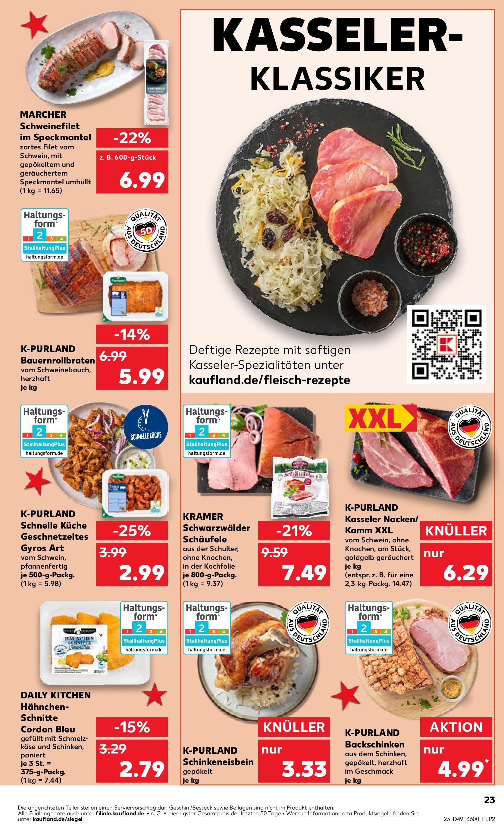 Kaufland - Ahrensfelde, Landsberger Chaussee 17 (ab 05.12.2024) » Angebote Online zum Blättern | Seite: 23 | Produkte: Hahnchen, Käse, Küche, Schweinefilet