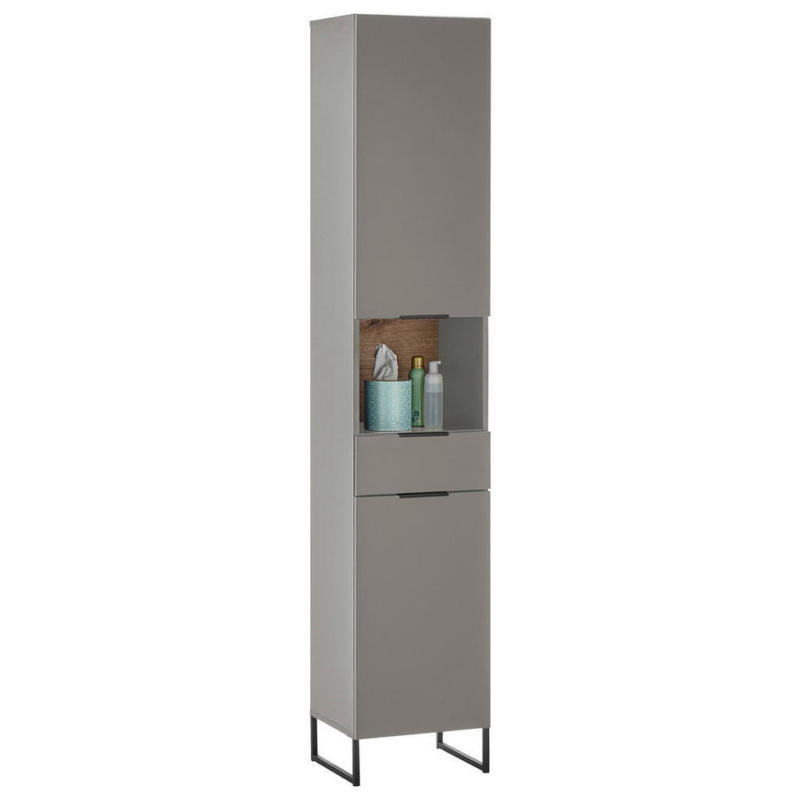 Hochschrank Denver grau matt Eiche Evoke Coast Nachbildung B/H/T: ca. 38x195x32 cm