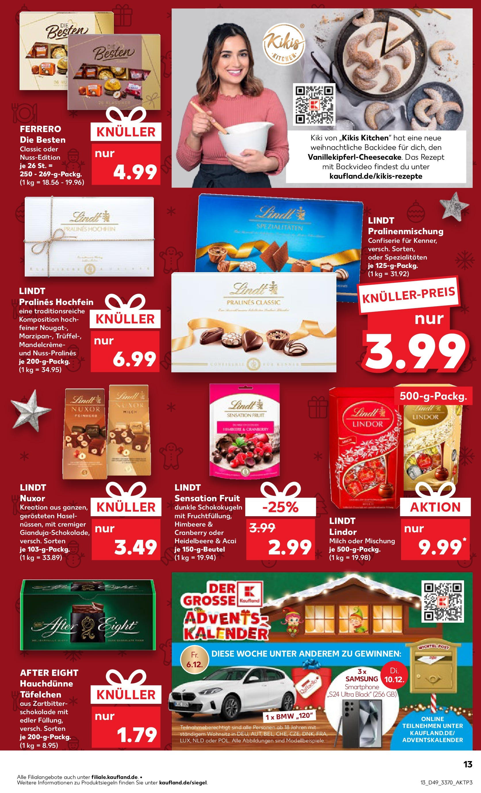 Kaufland - Kaufland: Wochenangebote (ab 04.12.2024) » Angebote Online zum Blättern | Seite: 13 | Produkte: Schokolade, Himbeere, Lindt, Smartphone