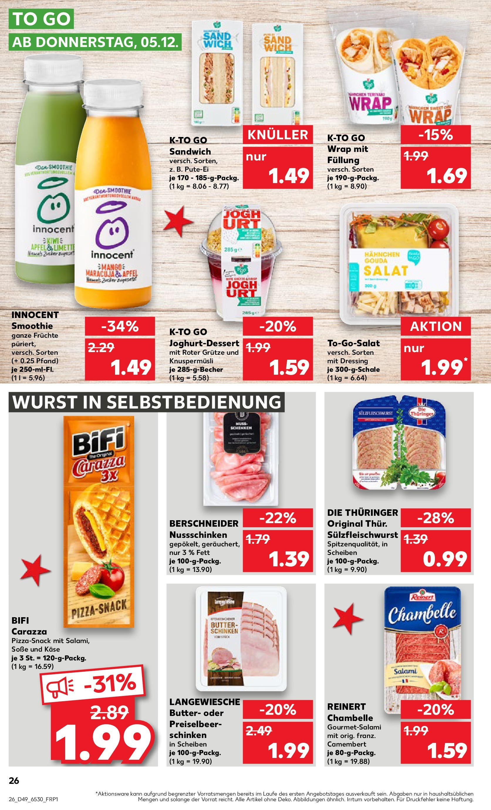 Kaufland - Kaufland: Wochenangebote (ab 04.12.2024) » Angebote Online zum Blättern | Seite: 26 | Produkte: Butter, Käse, Äpfel, Schinken