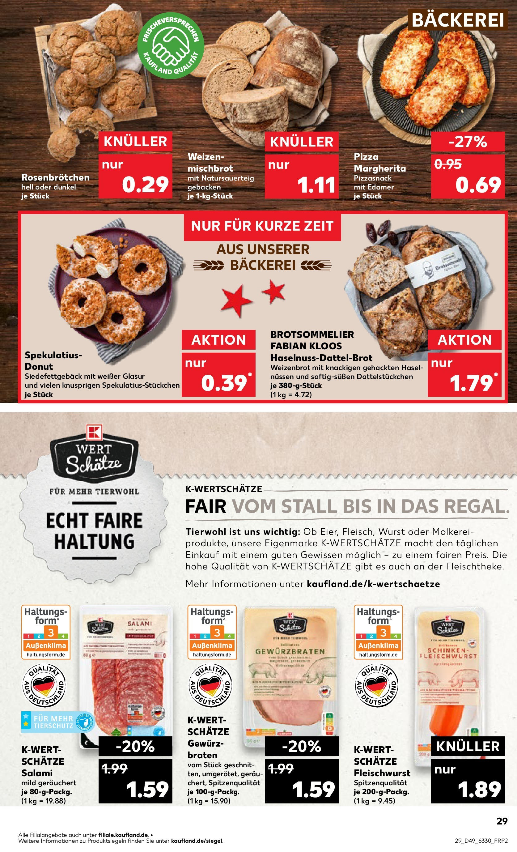 Kaufland - Hamburg, Nedderfeld 70  (ab 05.12.2024) » Angebote Online zum Blättern | Seite: 29 | Produkte: Bäckerei, Edamer, Wurst, Salami