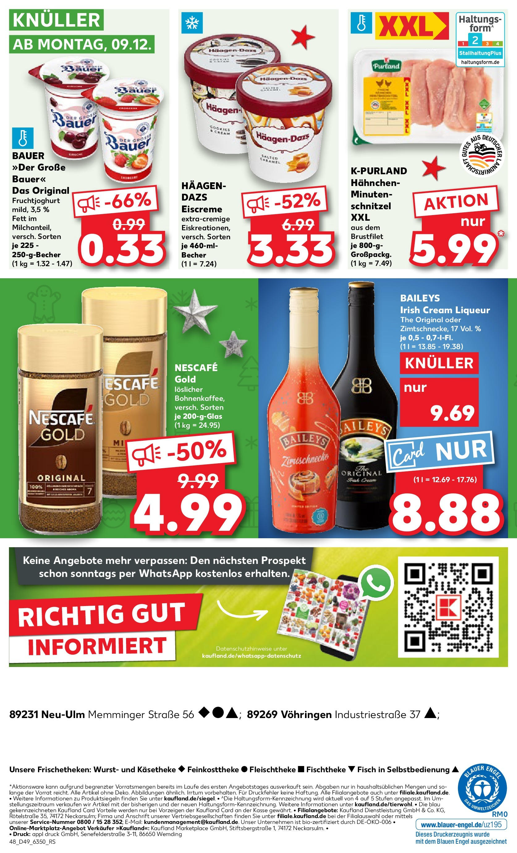 Kaufland - Vöhringen, Industriestraße 37  (ab 05.12.2024) » Angebote Online zum Blättern | Seite: 48 | Produkte: Schnitzel, Fruchtjoghurt, Wurst, Baileys