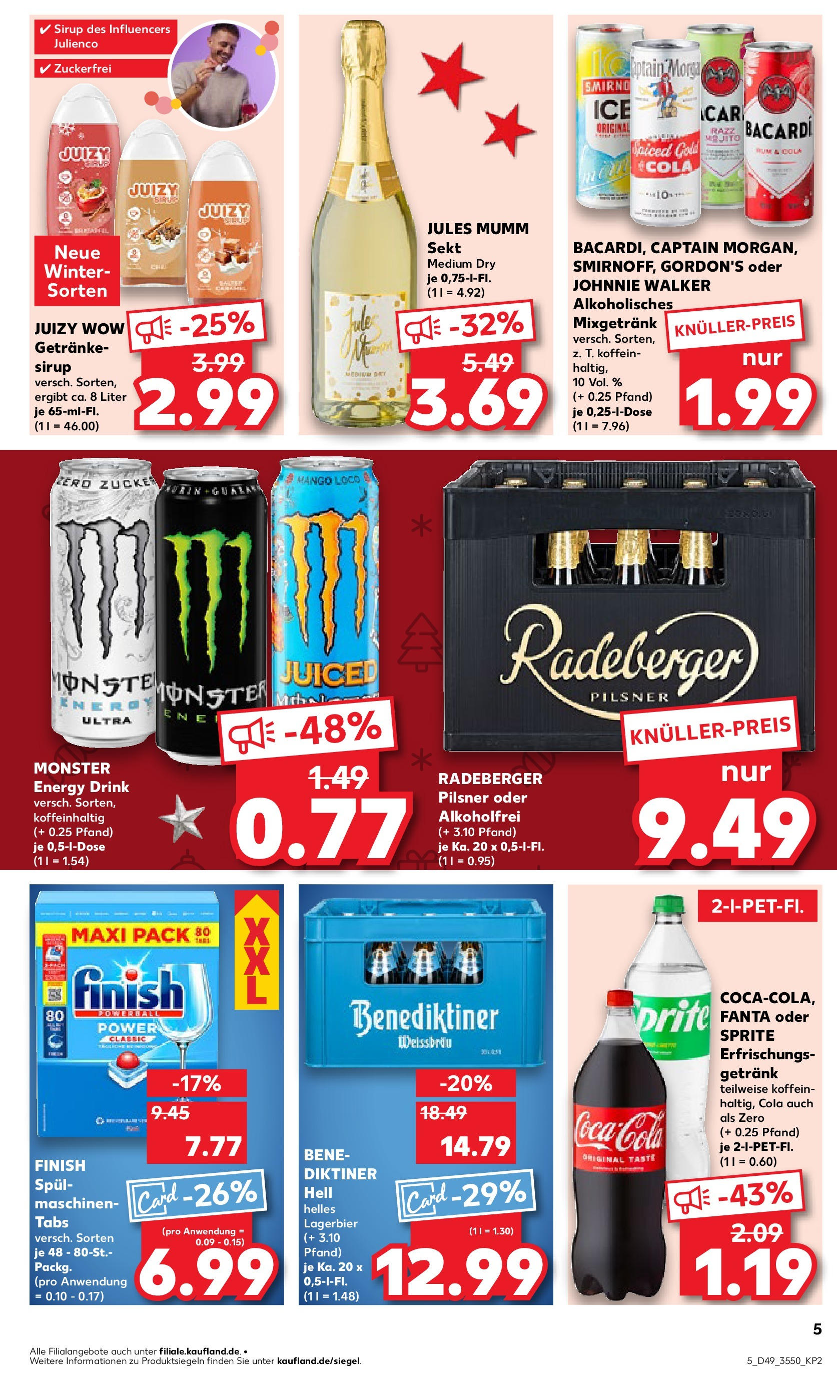 Kaufland - Kaufland: Wochenangebote (ab 04.12.2024) » Angebote Online zum Blättern | Seite: 5 | Produkte: Cola, Monster, Mango, Johnnie walker