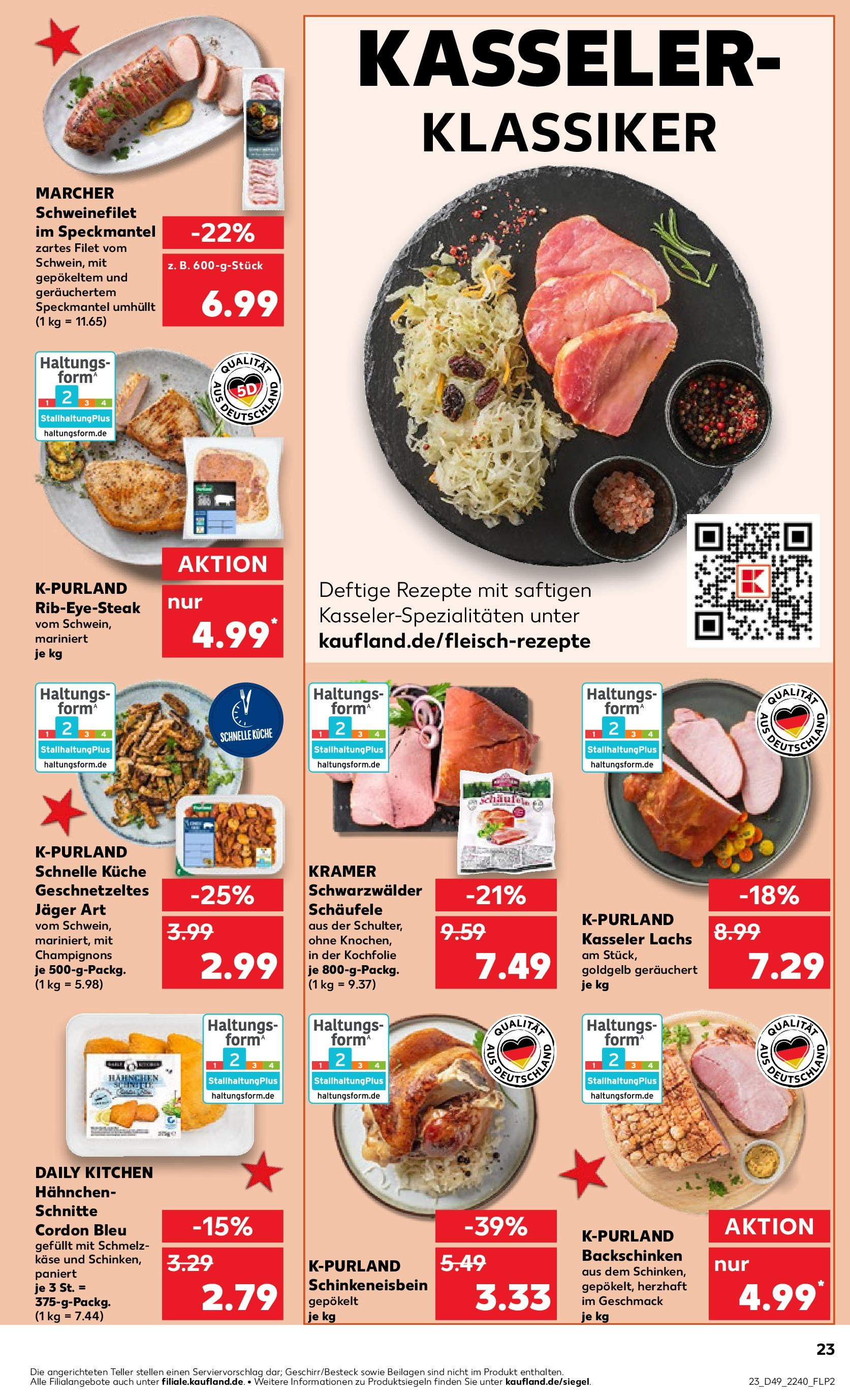 Kaufland - Bietigheim-Bissingen  (ab 05.12.2024) » Angebote Online zum Blättern | Seite: 23 | Produkte: Käse, Schweinefilet, Champignons, Lachs