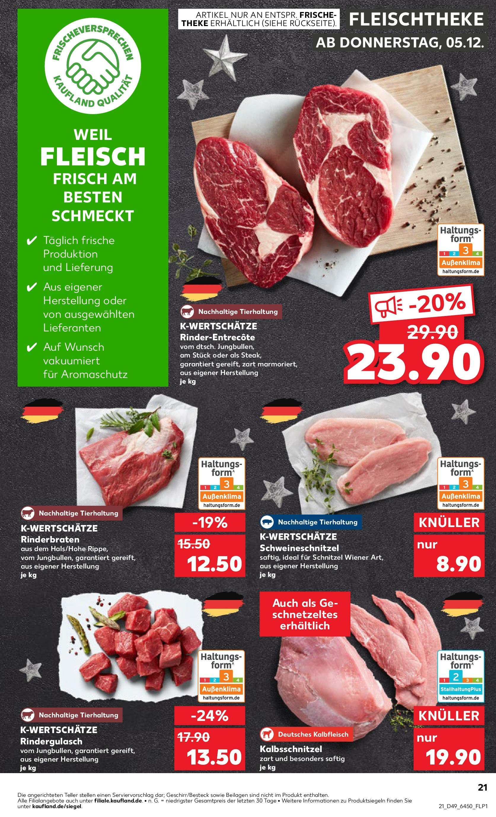 Kaufland - Bretten, Diedelsheimer Höhe 6  (ab 05.12.2024) » Angebote Online zum Blättern | Seite: 21 | Produkte: Lammkeule, Schweinebauch, Fleisch