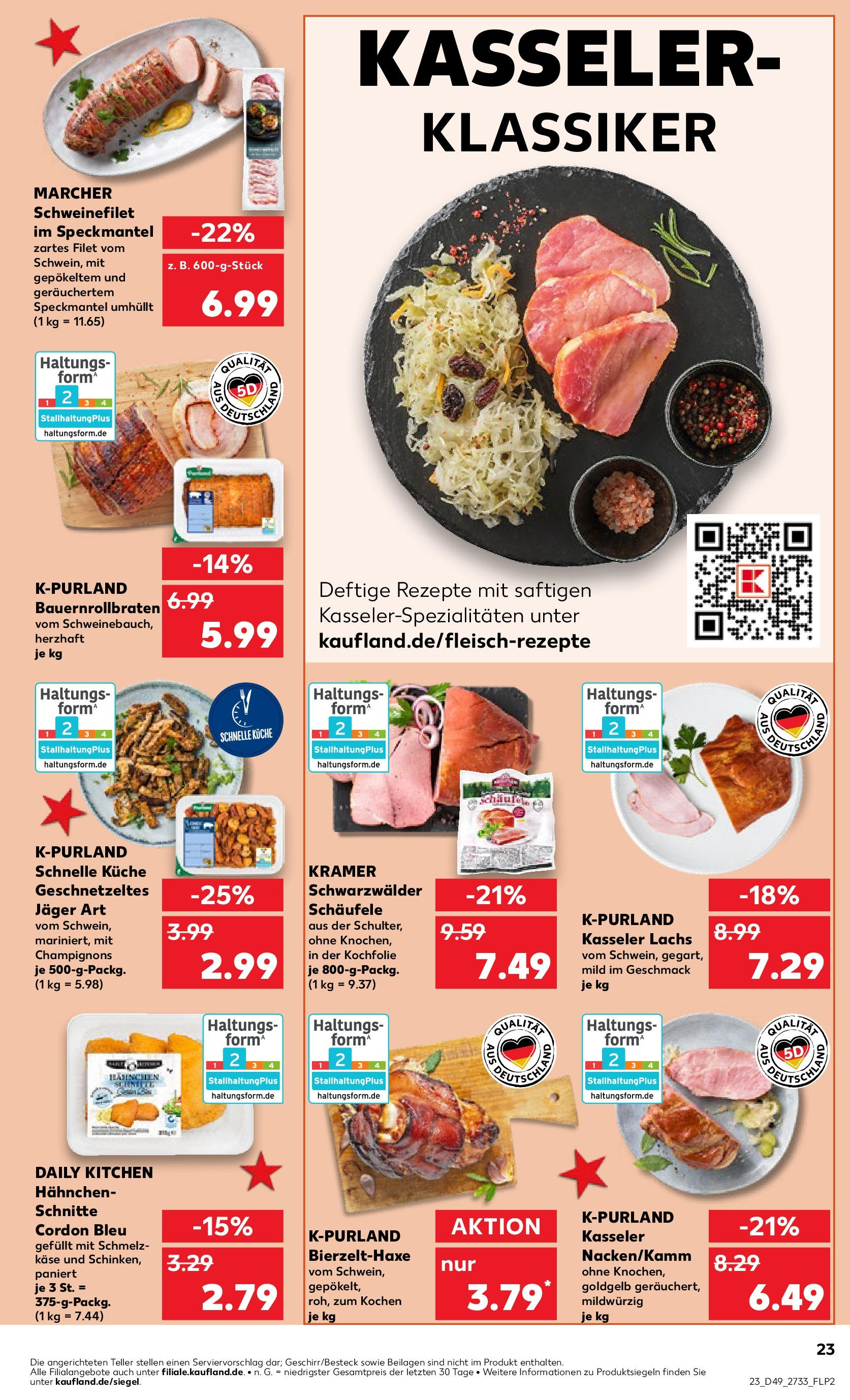 Kaufland - Kaufland: Wochenangebote (ab 04.12.2024) » Angebote Online zum Blättern | Seite: 23 | Produkte: Hahnchen, Küche, Champignons, Lachs