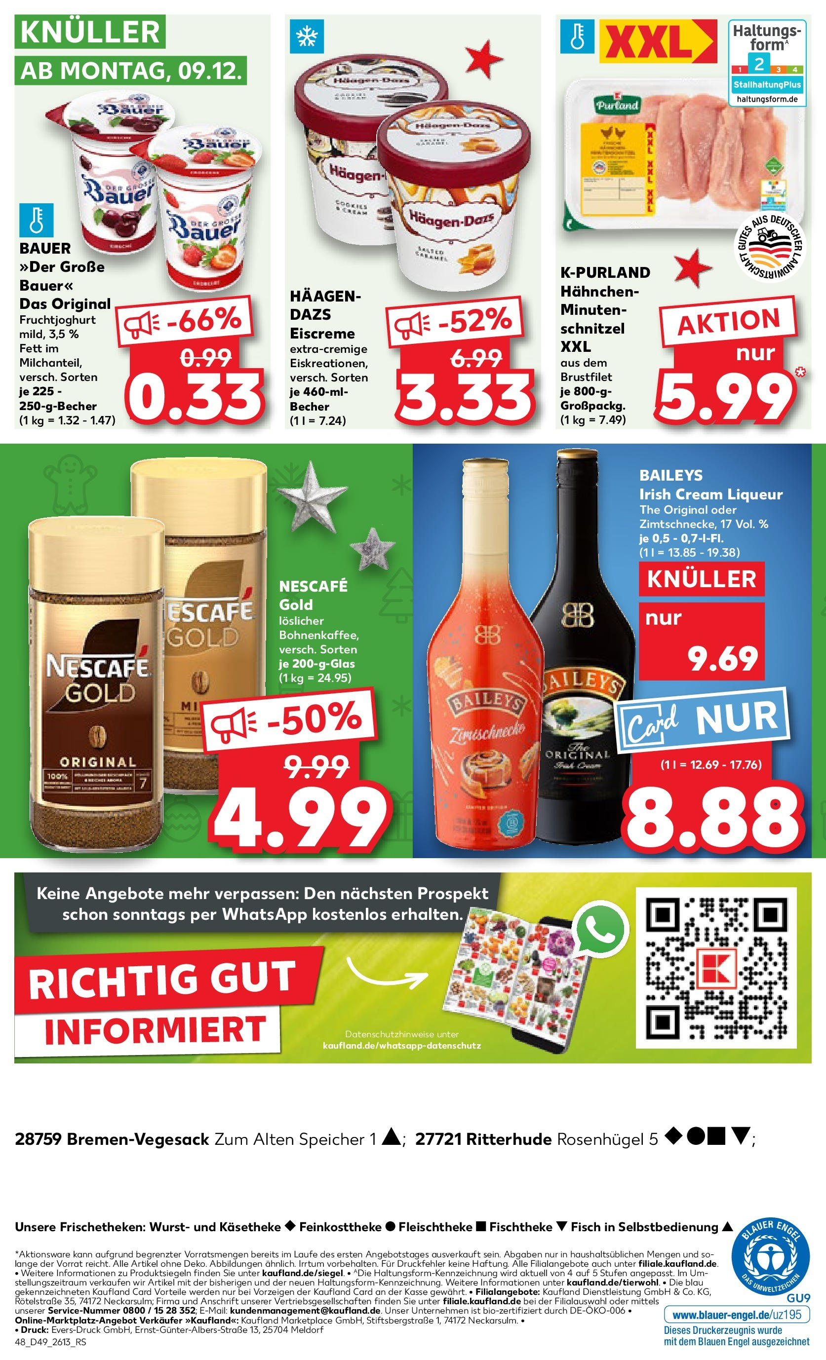 Kaufland - Bremen-Grohn, Zum Alten Speicher 1 (ab 05.12.2024) » Angebote Online zum Blättern | Seite: 48 | Produkte: Hahnchen, Fruchtjoghurt, Fisch, Baileys