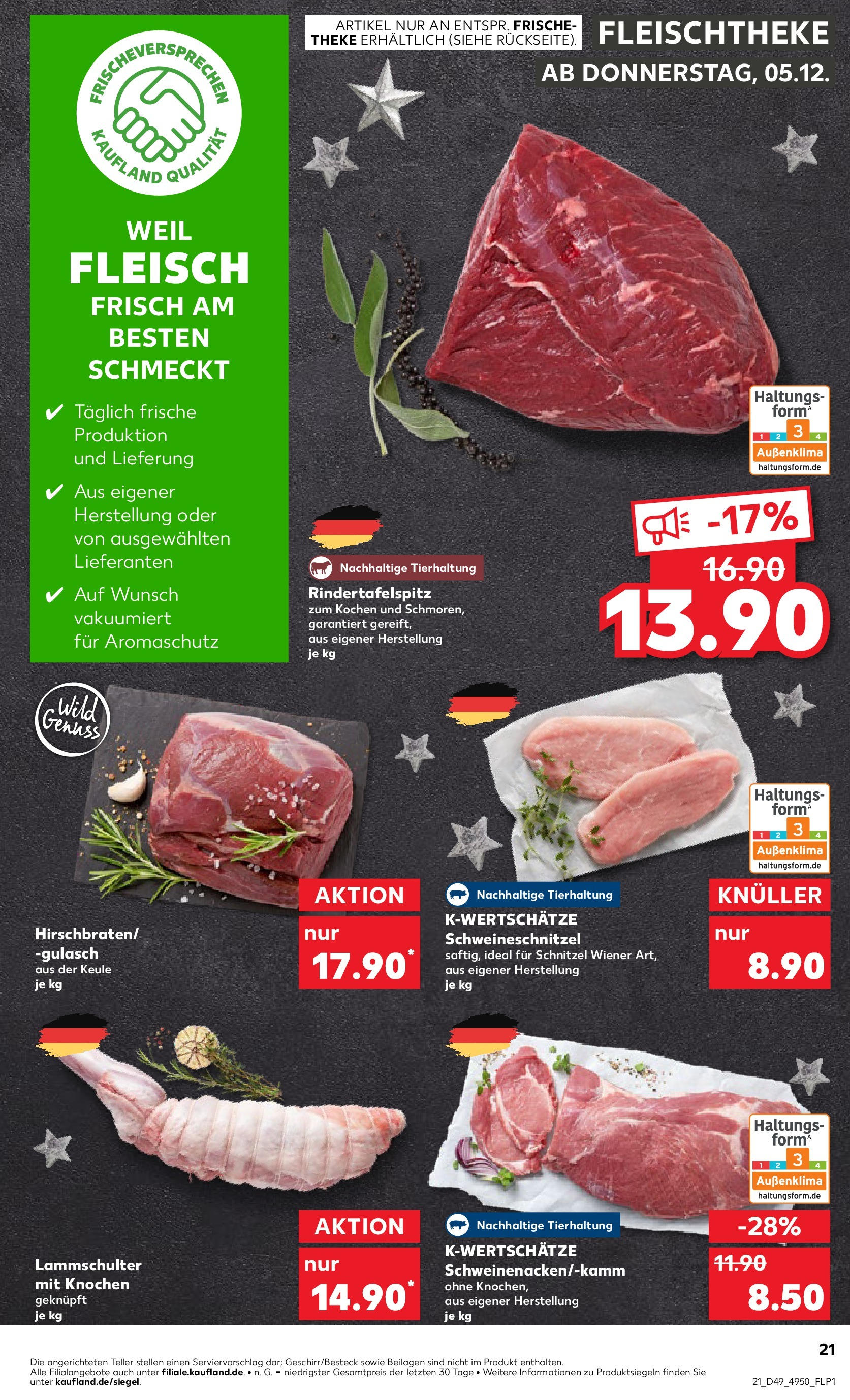 Kaufland - Bietigheim-Bissingen  (ab 05.12.2024) » Angebote Online zum Blättern | Seite: 21 | Produkte: Theke, Schnitzel, Gulasch, Fleisch