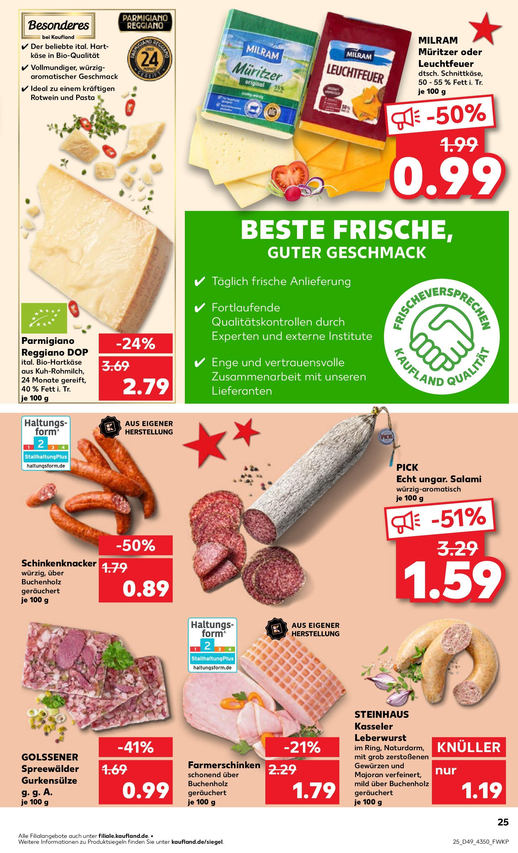 Kaufland - Kaufland: Wochenangebote (ab 04.12.2024) » Angebote Online zum Blättern | Seite: 25 | Produkte: Käse, Rotwein, Pasta, Salami