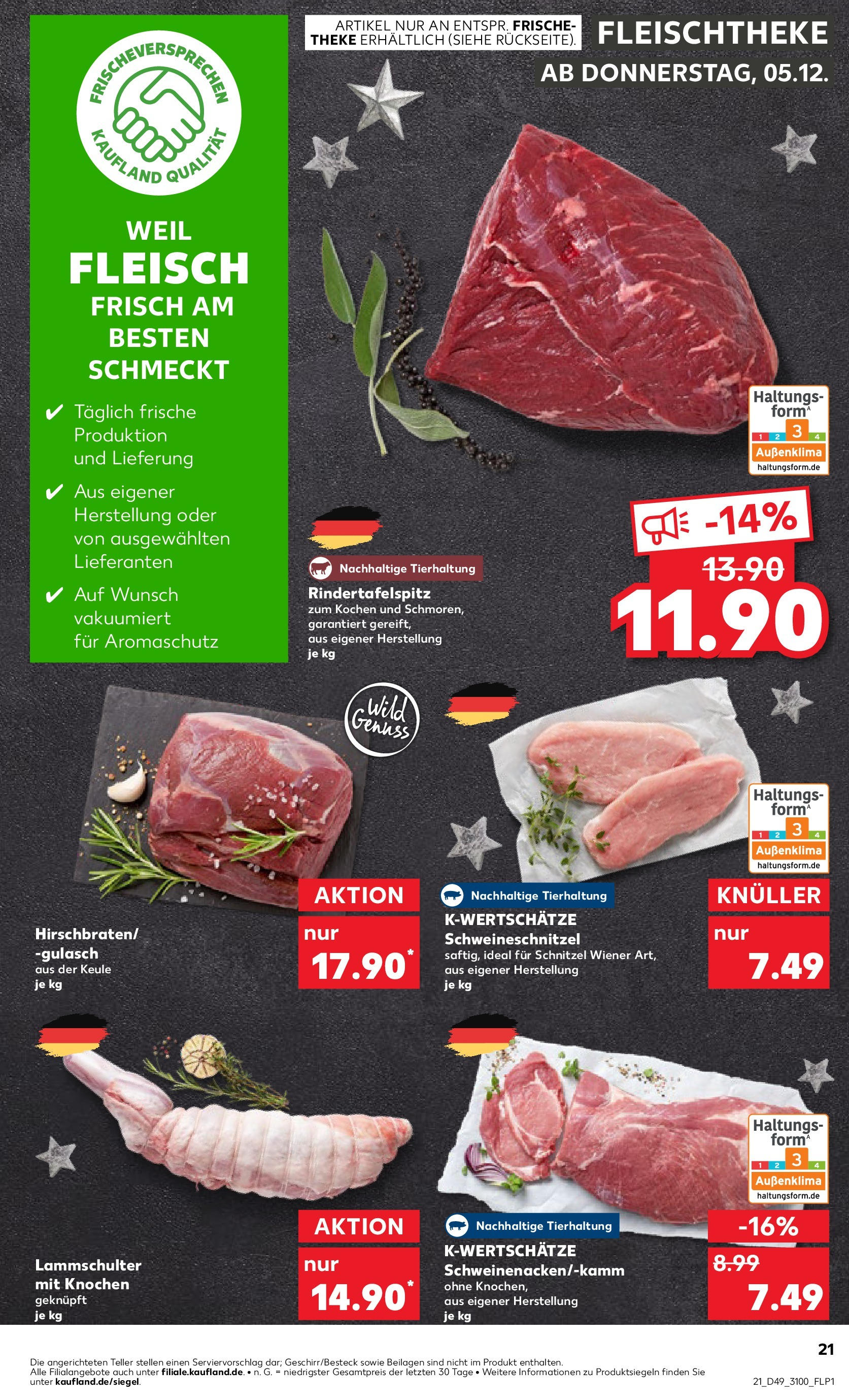 Kaufland - Taucha, Portitzer Straße 34 (ab 05.12.2024) » Angebote Online zum Blättern | Seite: 21 | Produkte: Theke, Schnitzel, Gulasch, Fleisch