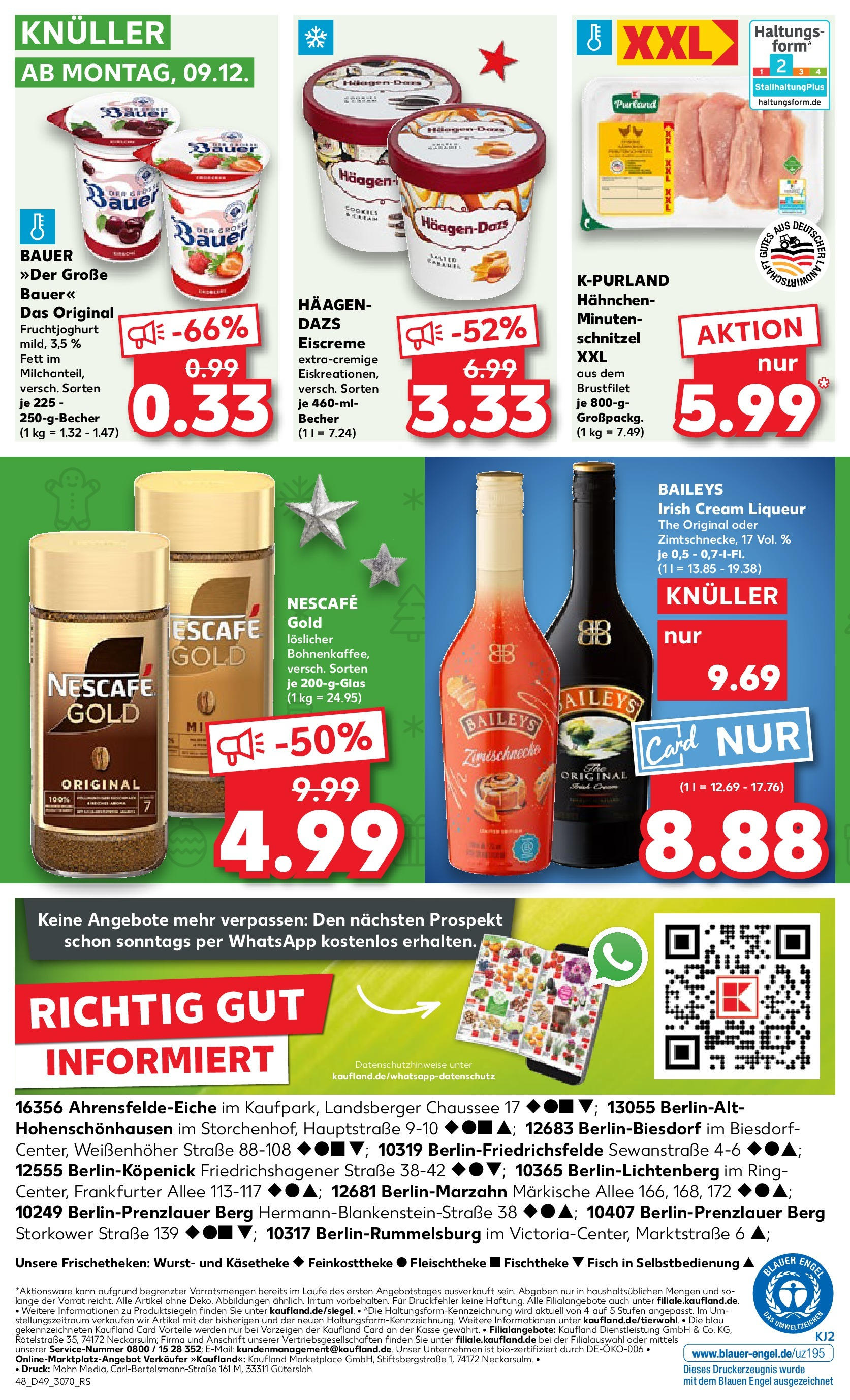 Kaufland - Ahrensfelde, Landsberger Chaussee 17 (ab 05.12.2024) » Angebote Online zum Blättern | Seite: 48 | Produkte: Hahnchen, Schnitzel, Fisch, Baileys