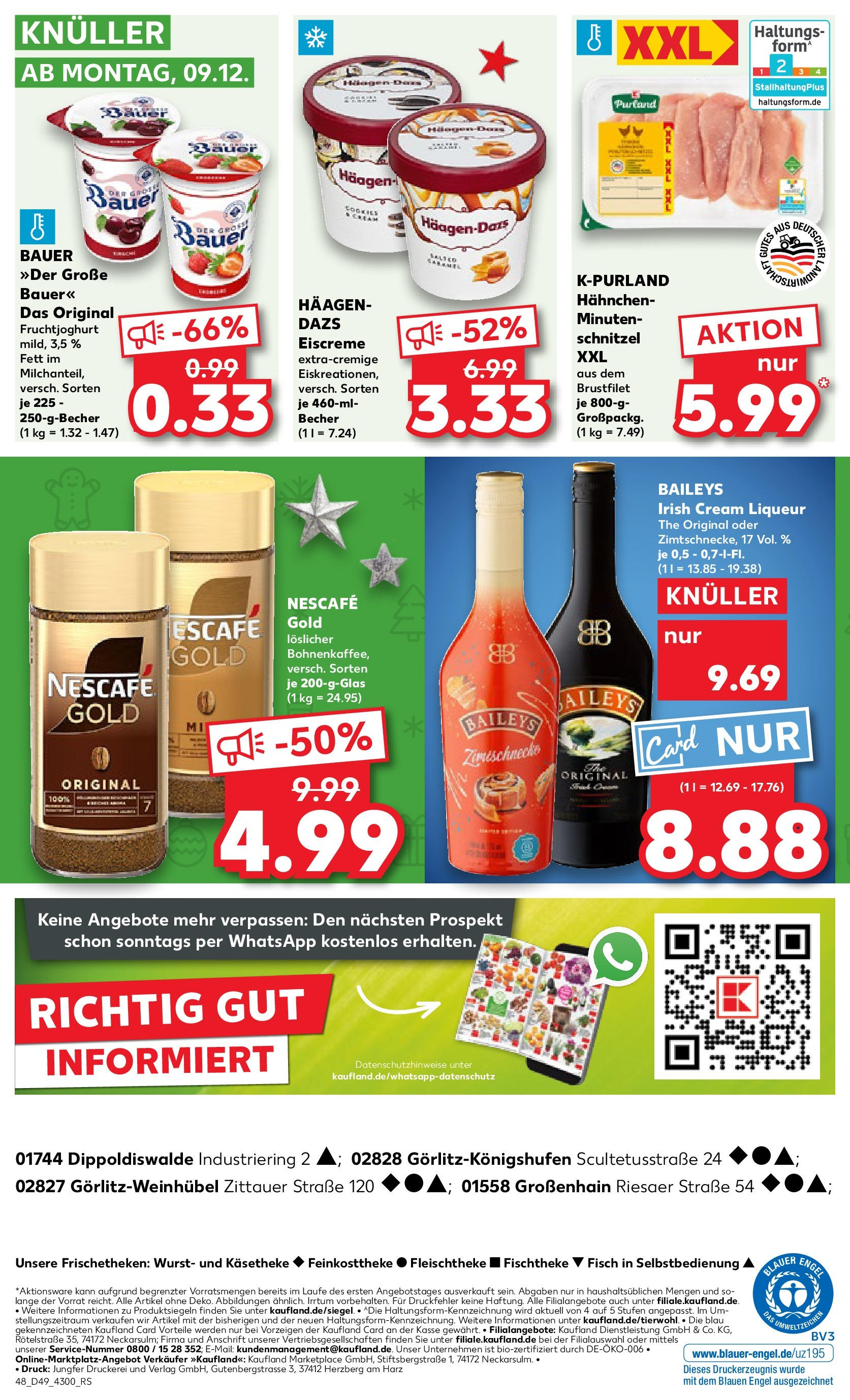 Kaufland - Großenhain, Riesaer Straße 54  (ab 05.12.2024) » Angebote Online zum Blättern | Seite: 48 | Produkte: Hahnchen, Eiscreme, Fruchtjoghurt, Baileys