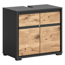 Waschbeckenunterschrank JARU anthrazit Nox Oak Nachbildung schwarz B/H/T: ca. 60x55x34 cm