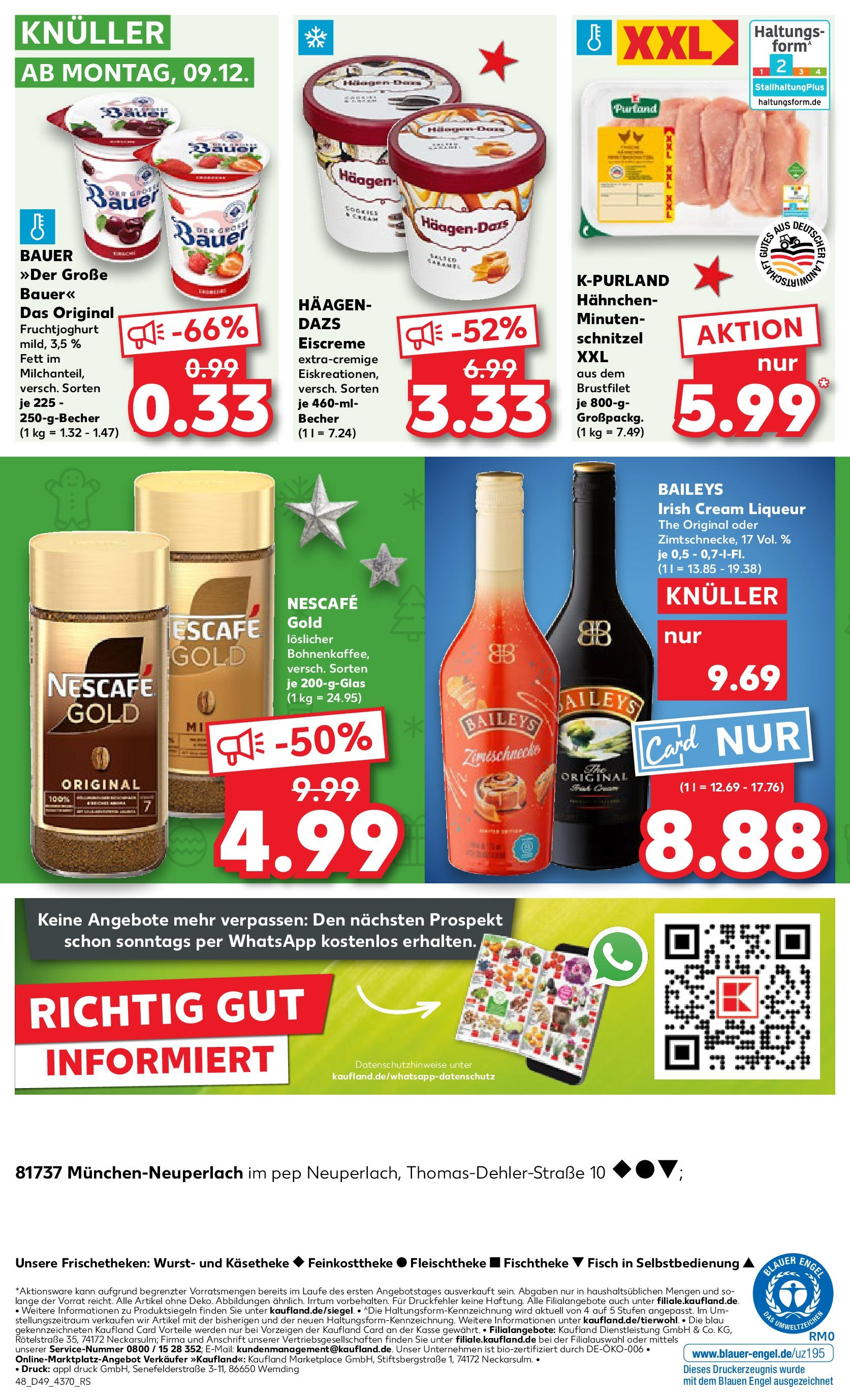 Kaufland - München, Ollenhauerstraße 4  (ab 05.12.2024) » Angebote Online zum Blättern | Seite: 48 | Produkte: Nescafe, Schnitzel, Fisch, Wurst