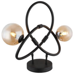 GLOBO LED-Tischleuchte 10676 amber mattschwarz Metall Glas B/H/T: ca. 15x38,5x46 cm 2 Brennstellen