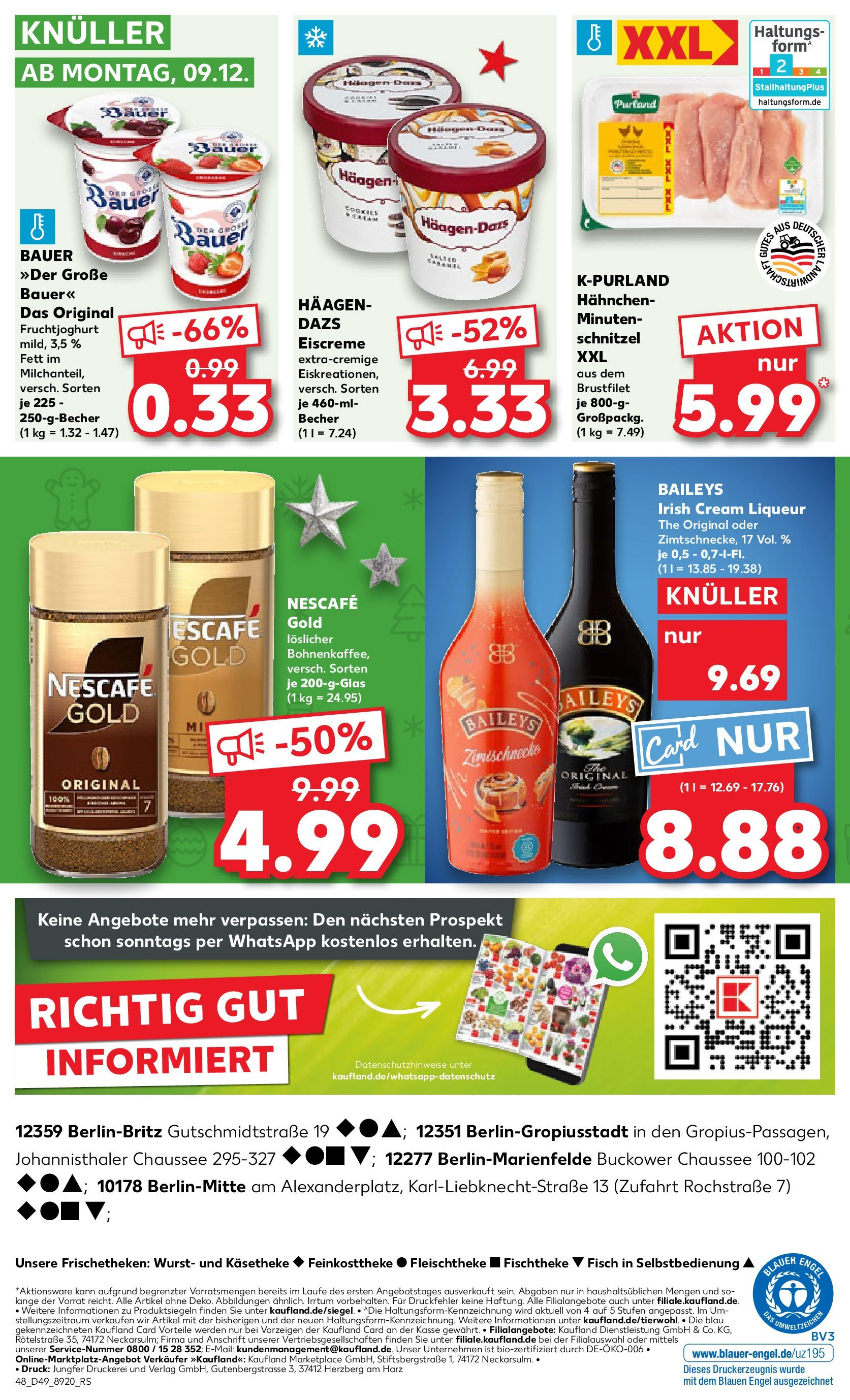 Kaufland - Kaufland: Wochenangebote (ab 04.12.2024) » Angebote Online zum Blättern | Seite: 48 | Produkte: Nescafe, Fruchtjoghurt, Wurst, Baileys